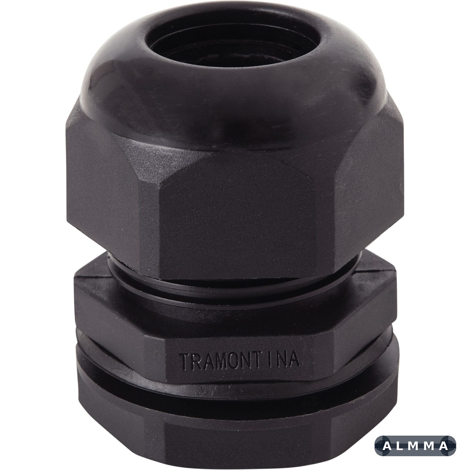Conector prensa-cabo 3/8 polegada Tramontina em termoplástico preto com bucha 50 UNIDADES EMB.MINIMA