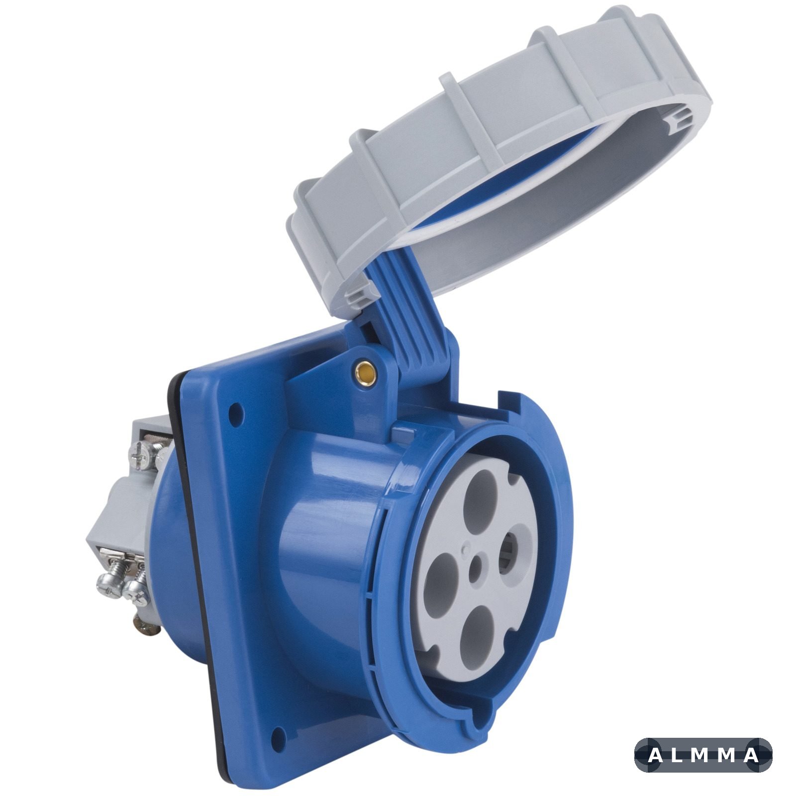 Tomada de Embutir Tramontina 3P+T 63 A 220-250 V 09h IP67 2 UNIDADES EMB.MINIMA