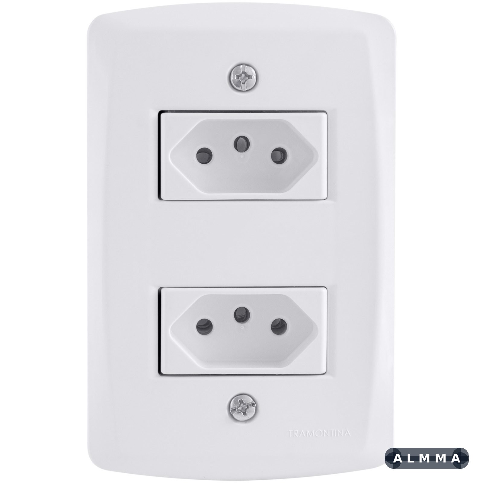 Conjunto 4x2 com 2 Tomadas 2P+T 10 A 250 V Tramontina Lux2 Branco 10 UN. EMB.MINIMA