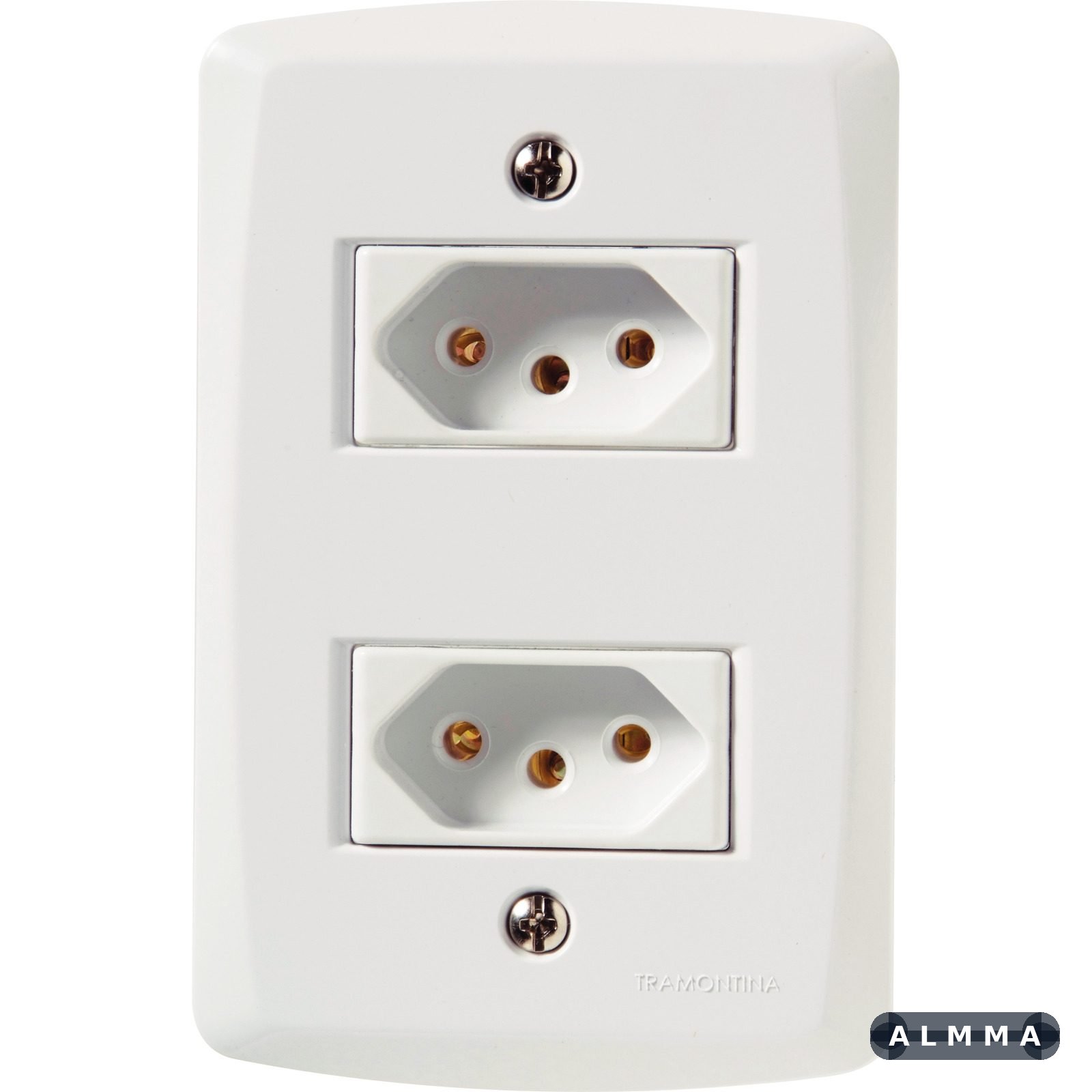 Conjunto 4x2 com 2 Tomadas 2P+T 20 A 250 V Tramontina Lux2 Branco 10 UN. EMB.MINIMA
