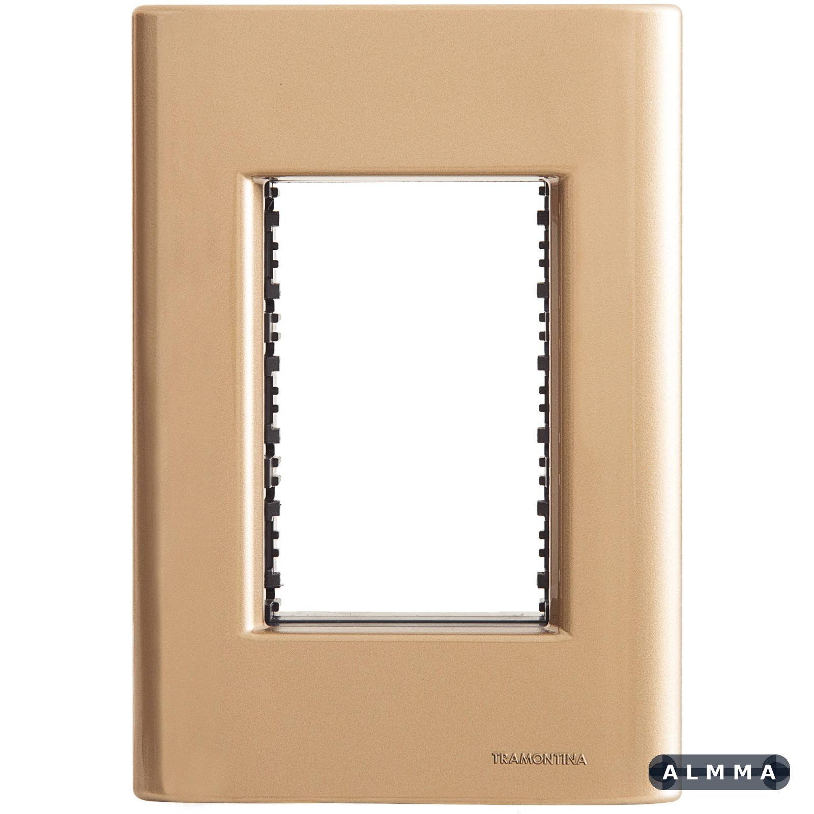 Placa 3 Postos 4x2 Tramontina Giz Ouro Metalizado com Suporte 20 UNIDADES EMB.MINIMA