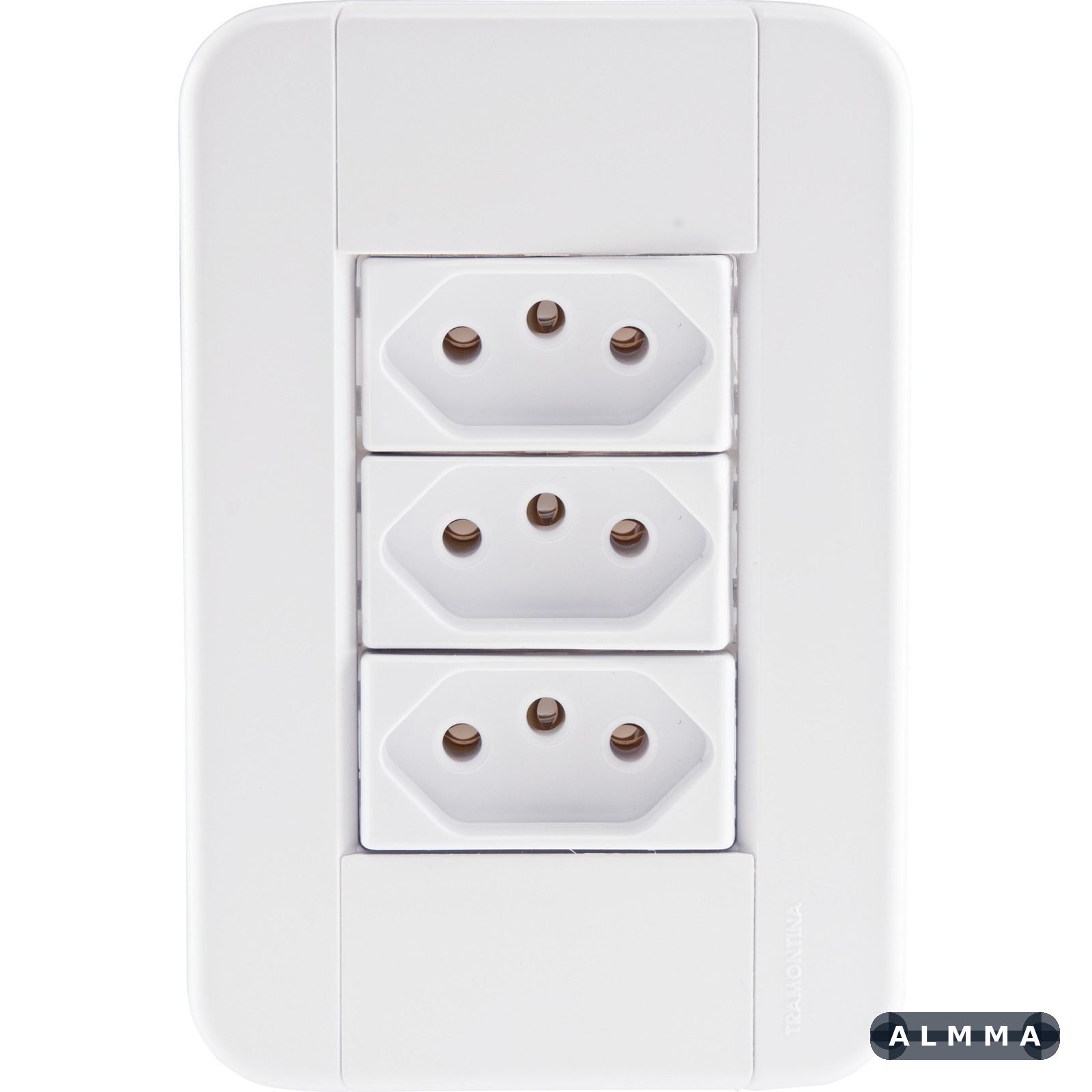 Conjunto 4x2 com 3 Tomadas 2P+T 10 A 250 V Tramontina Tablet Branco 10 UNIDADES EMB.MINIMA