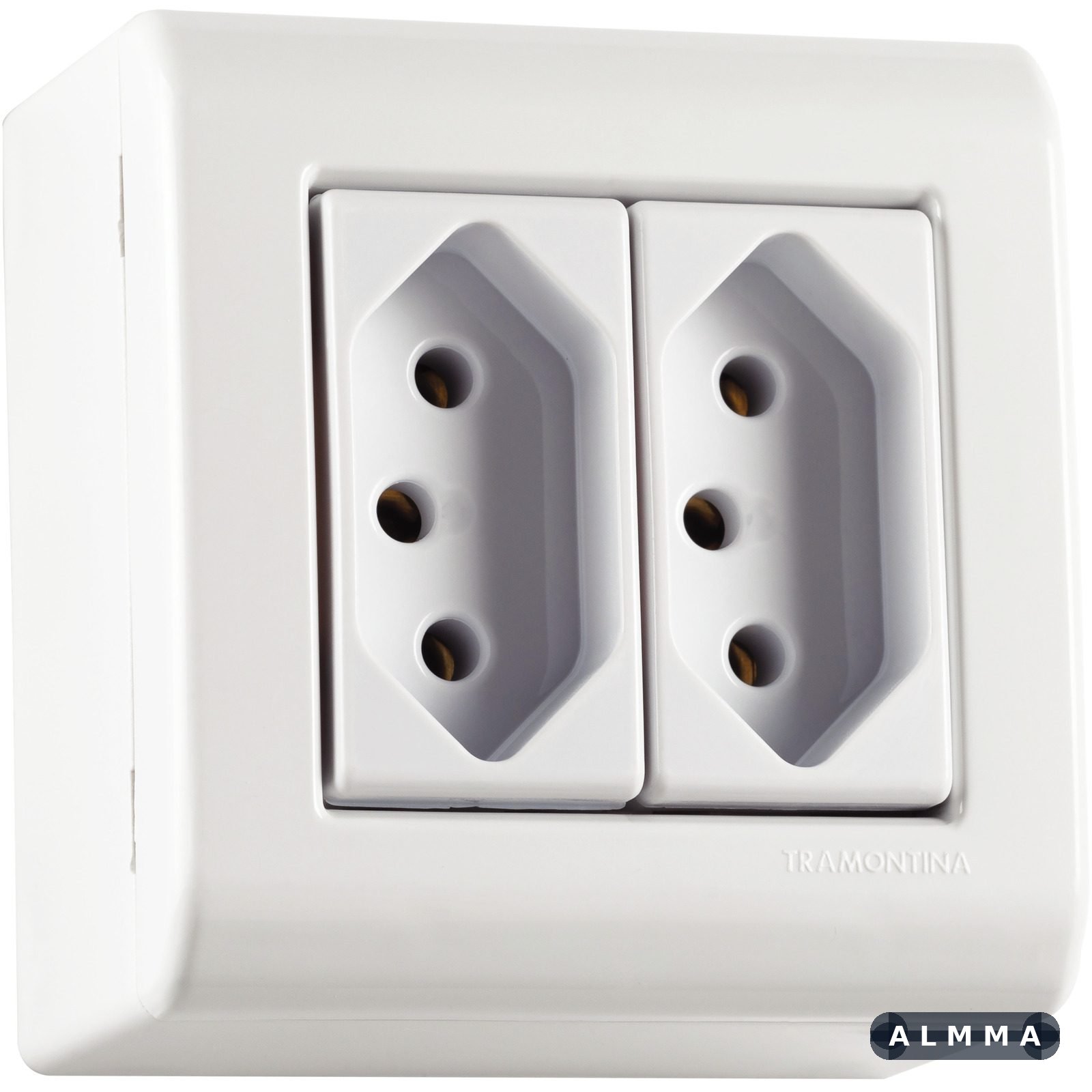 Caixa de Sobrepor com 2 Tomadas 2P+T 10 A 250 V Tramontina Lizflex Branca 10 UNIDADES EMB.MINIMA