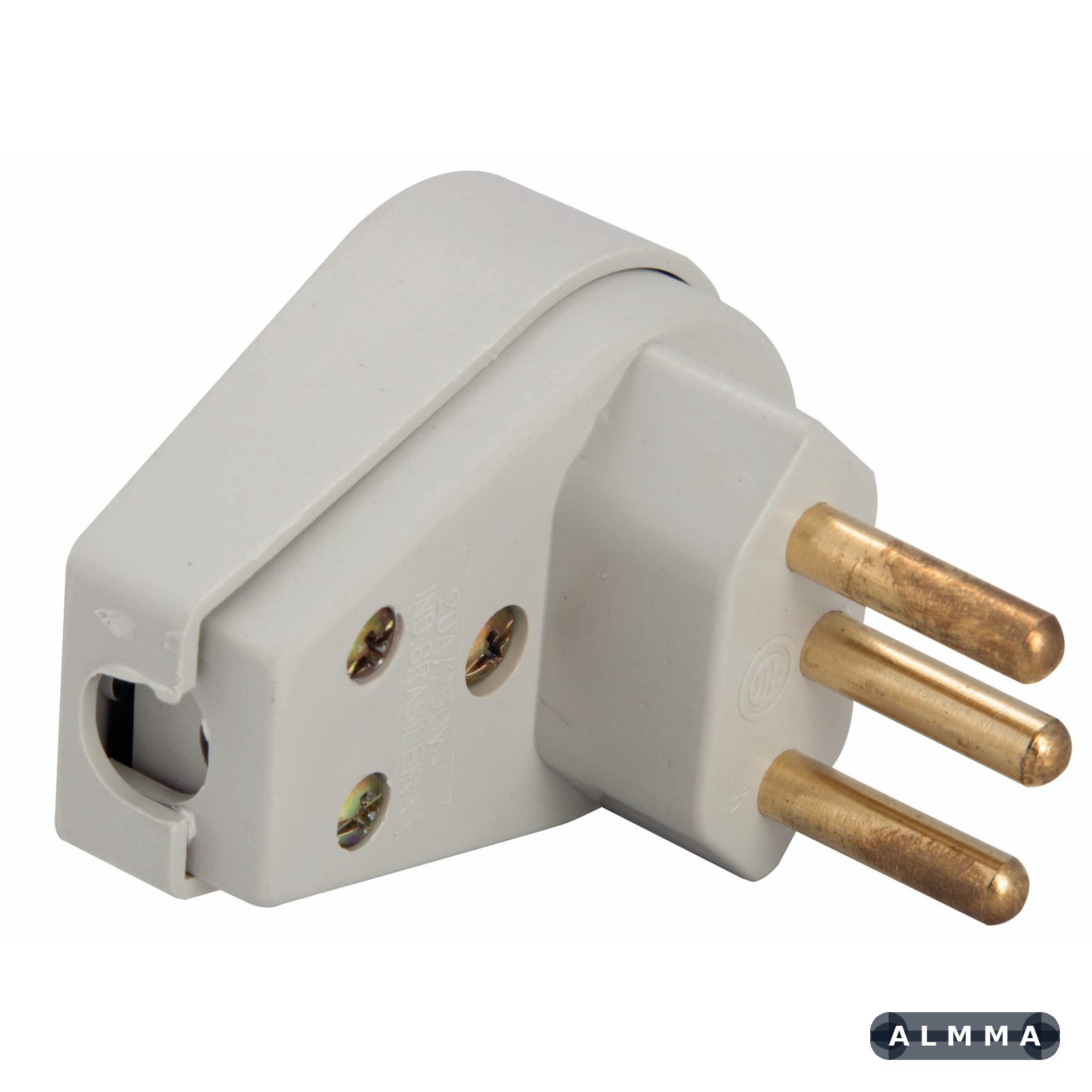 Plugue Angular 2P+T 10 A 250 V Tramontina Cinza 50 UNIDADES EMB.MINIMA