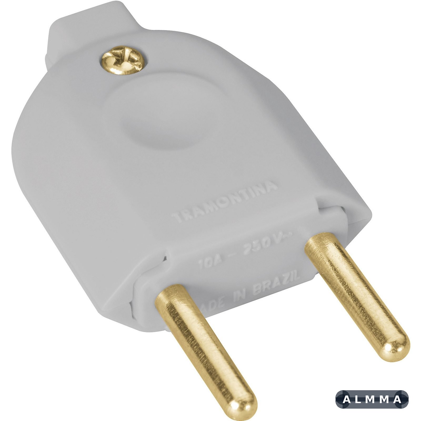 Plugue Macho 2P 10 A 250 V Tramontina Cinza 100 UNIDADES EMB.MINIMA