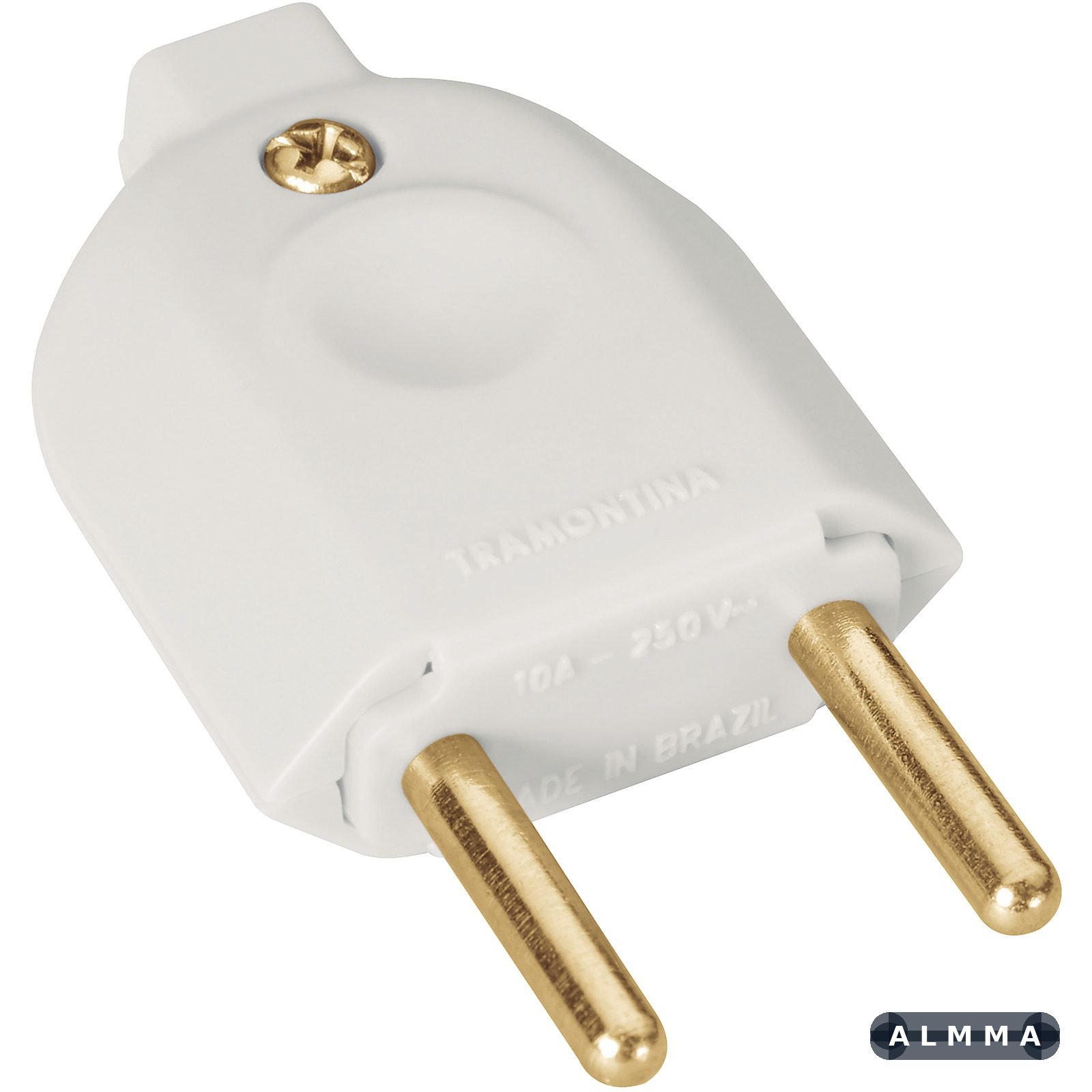 Plugue Macho 2P 10 A 250 V Tramontina Branco 100 UNIDADES EMB.MINIMA