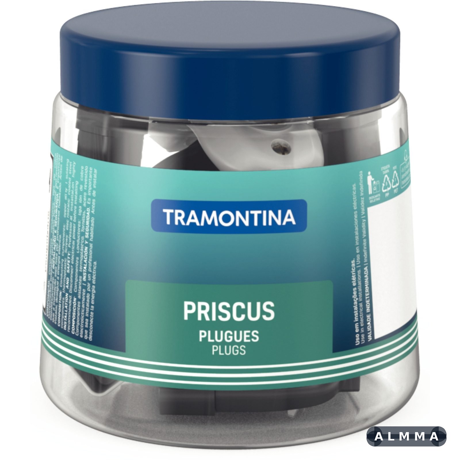 Plugue Fêmea 2P 10 A 250 V Tramontina Preto e Branco Pote com 24 Unidades 48 UNIDADES EMB.MINIMA