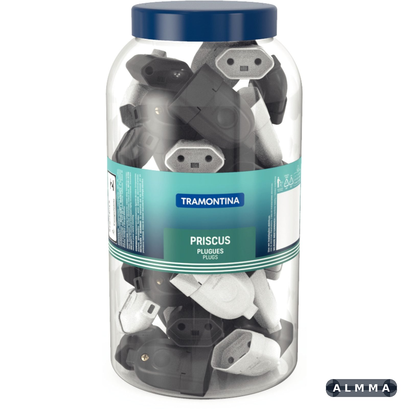 Plugue Fêmea 2P 10 A 250 V Tramontina Preto e Branco Pote com 66 Unidades 66 UNIDADES EMB.MINIMA