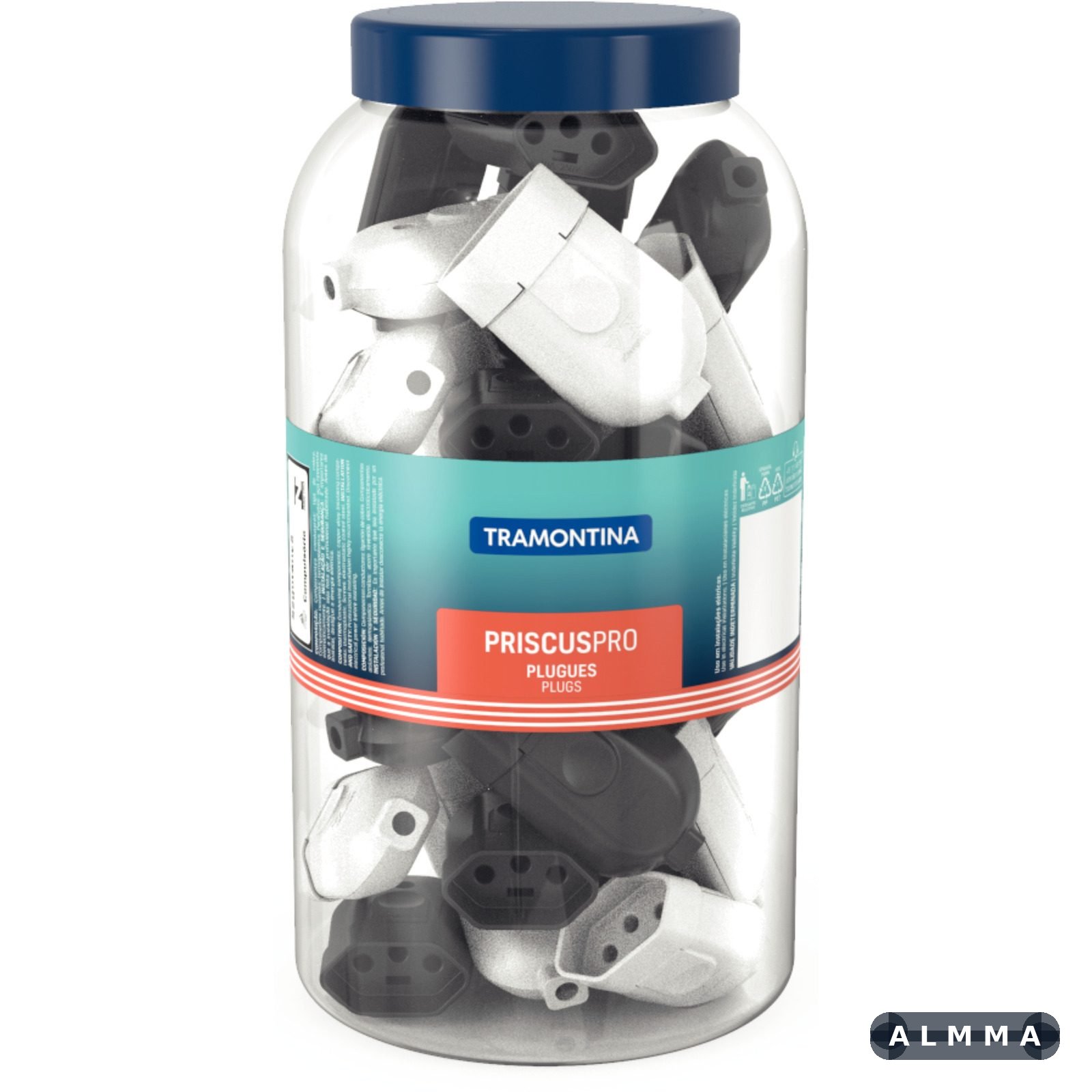 Plugue Fêmea 2P+T 10 A 250 V Tramontina Preto e Branco Pote com 44 Unidades 44 UNIDADES EMB.MINIMA