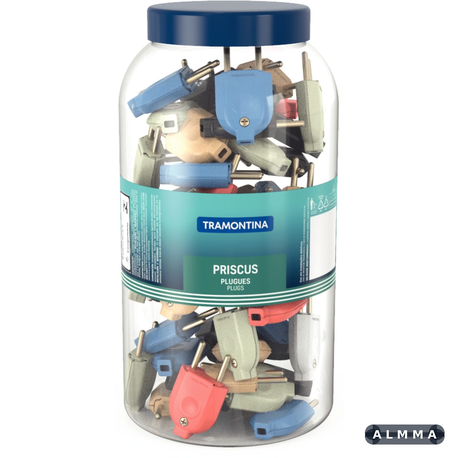 Plugue Macho 2P 10 A 250 V Tramontina 6 Cores Pote com 120 Unidades 480 UNIDADES EMB.MINIMA