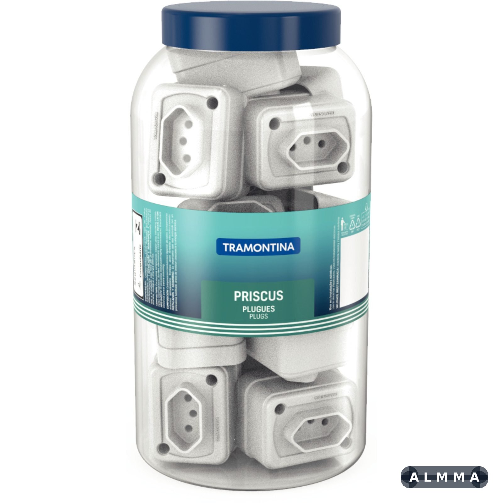 Tomada 2P+T 10 A 250 V Tramontina Retangular Branca Pote com 16 Unidades 32 UNIDADES EMB.MINIMA