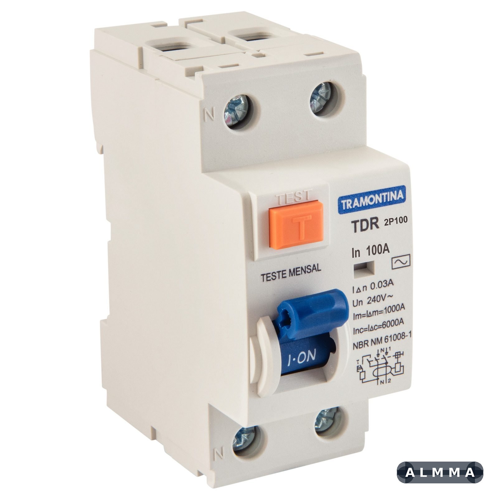 Interruptor TDR-100 2P 100 A 30 mA 6 KA Tramontina 1 UNIDADES EMB.MINIMA