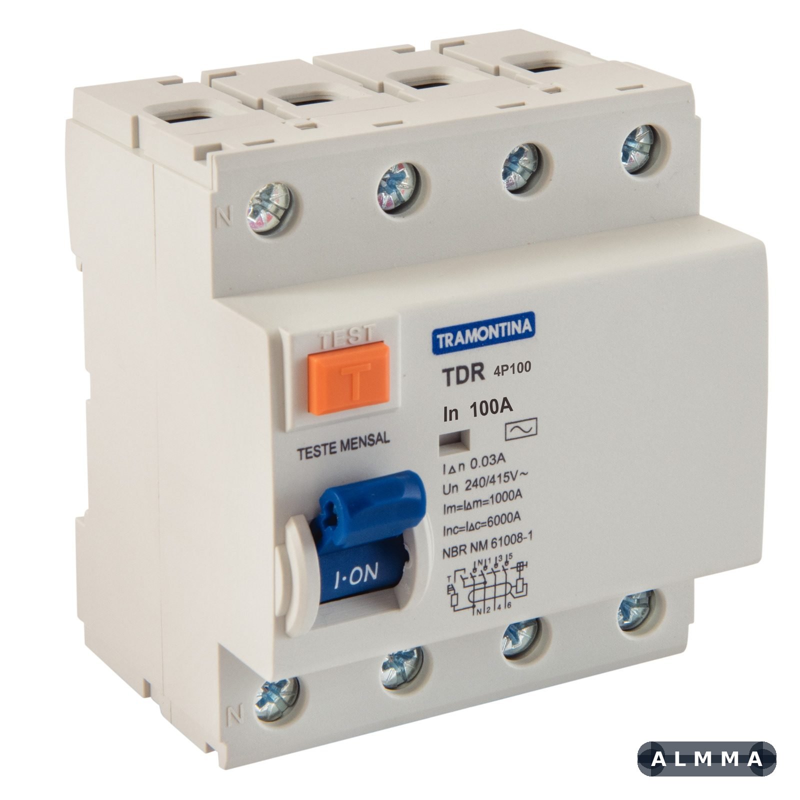 Interruptor TDR-100 4P 100 A 30 mA 6 KA Tramontina 1 UNIDADES EMB.MINIMA