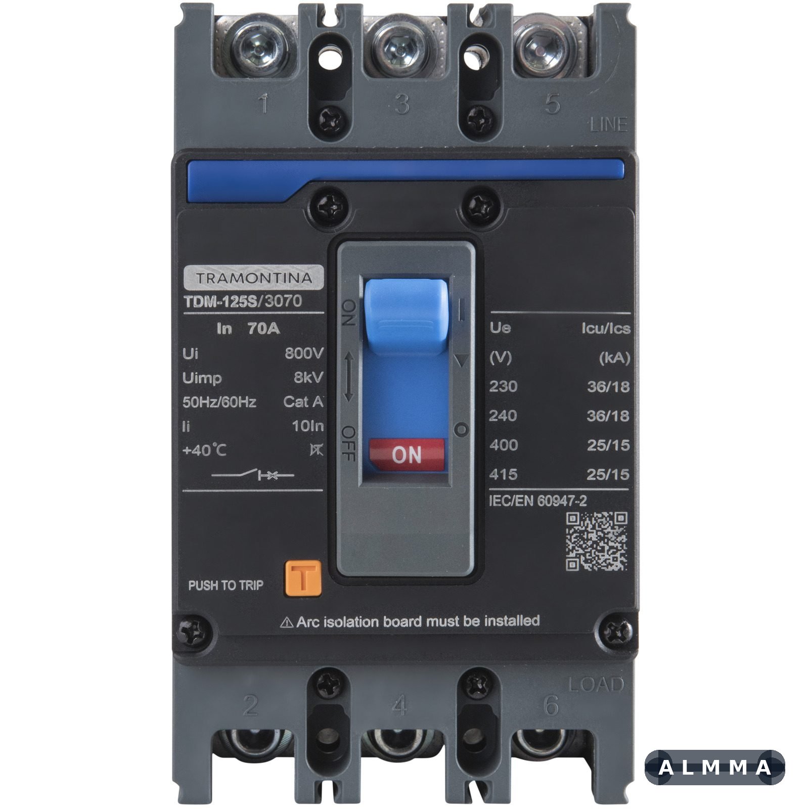 Disjuntor Caixa Moldada Tramontina TDM-125S 3P 70A 36kA 1 UNIDADES EMB.MINIMA