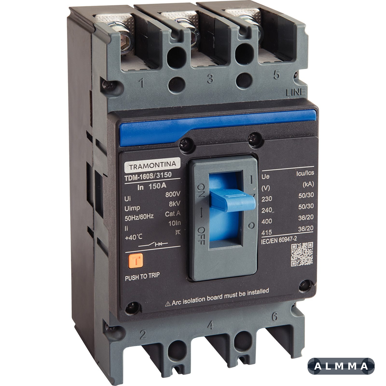 Disjuntor Caixa Moldada Tramontina TDM-160S 3P 150A 50kA 1 UNIDADES EMB.MINIMA
