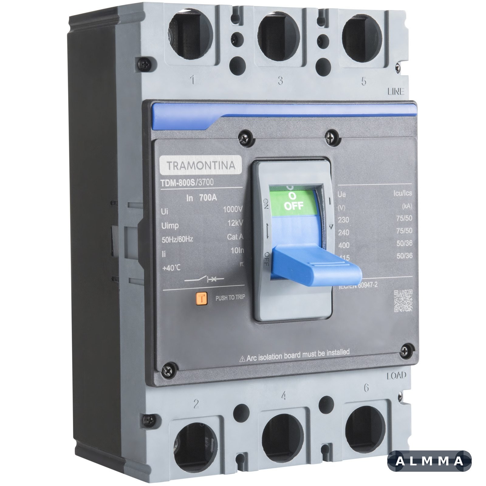 Disjuntor Caixa Moldada Tramontina TDM-800S 3P 700A 75kA 1 UNIDADES EMB.MINIMA