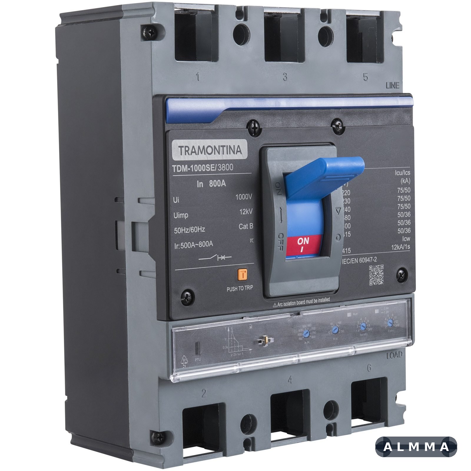 Disjuntor Caixa Moldada Ajustável Tramontina TDM-800SE 3P 500/800A 75kA 1 UNIDADES EMB.MINIMA