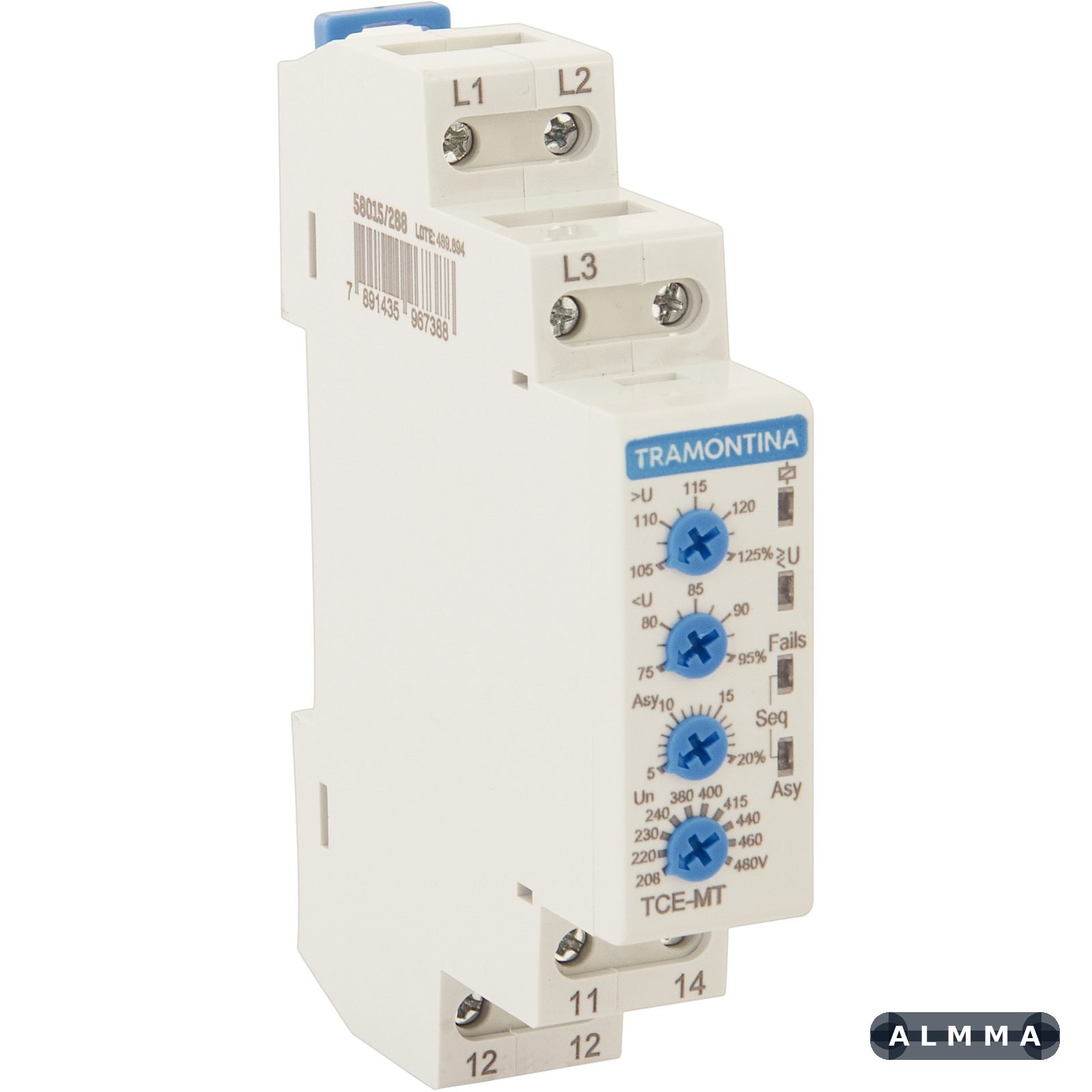 Relé de Monitoramento de Tensão Tramontina 208-480 V AC 8 A AC-1 ou 2 A 1 UNIDADES EMB.MINIMA