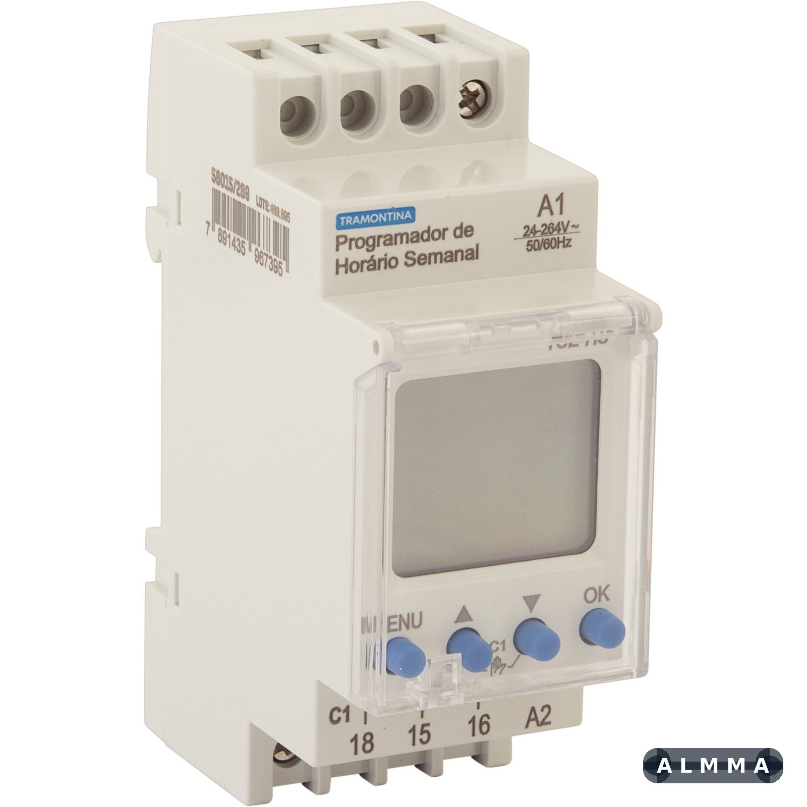 Relé Temporizador Tramontina Programador de Horário Semanal 24-264 V AC/DC 16 A AC-1 1 UNIDADES EMB.MINIMA