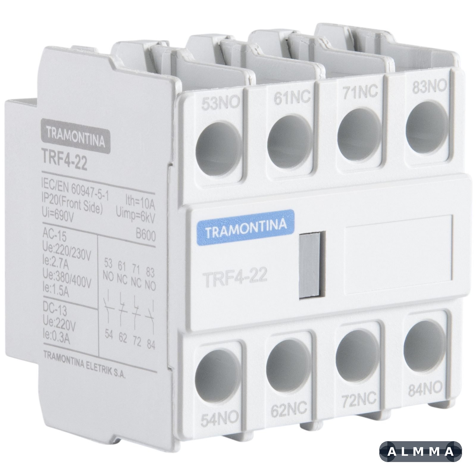 Contato Auxiliar Frontal para Contato Tramontina TRF4-22 2NA+2NF 10 UNIDADES EMB.MINIMA