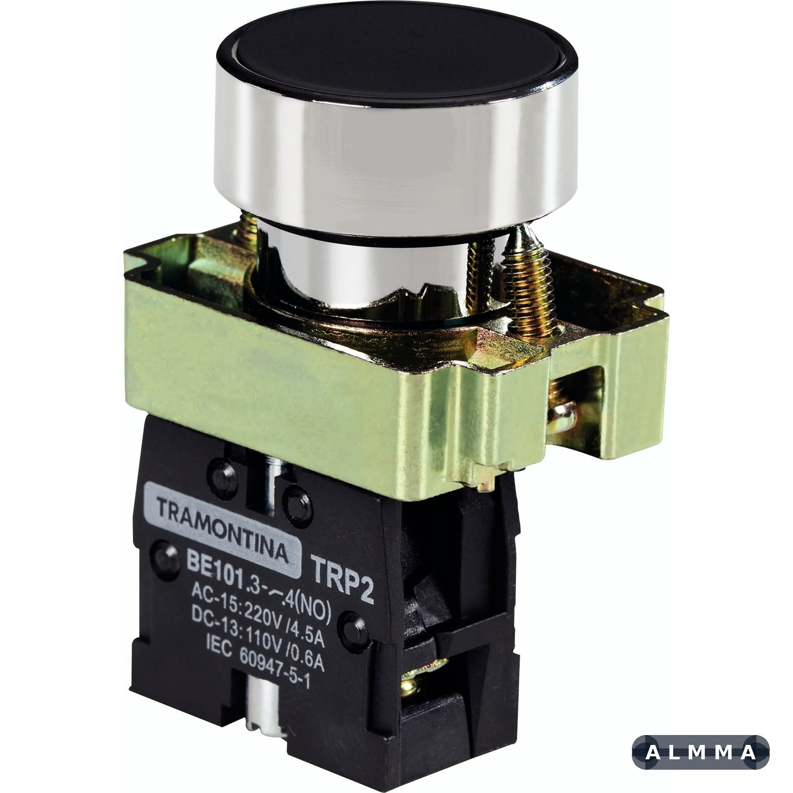 Botão de Impulso Tramontina TRP2-BA21 1NA Preto com Base de Metal 10 UNIDADES EMB.MINIMA