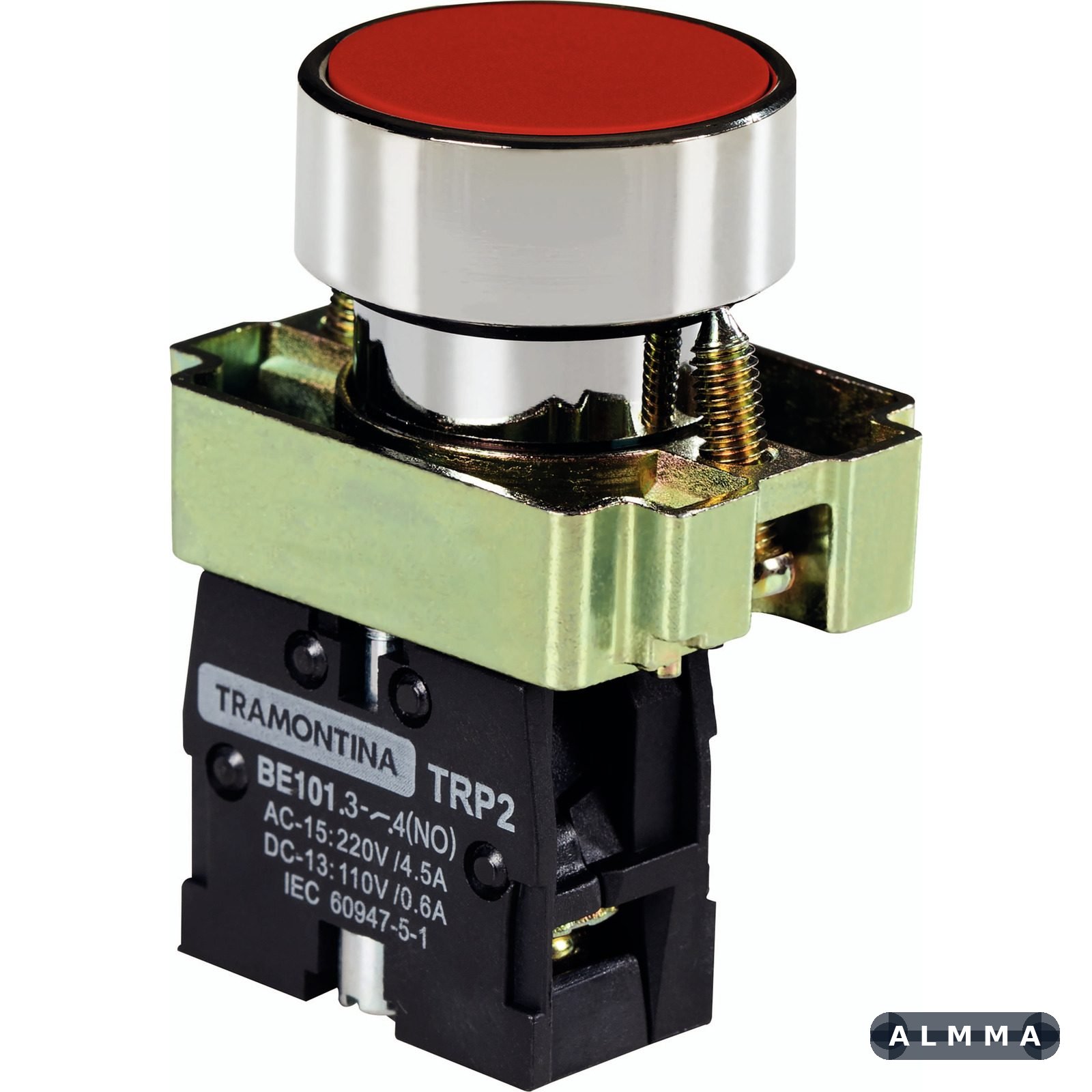 Botão de Impulso Tramontina TRP2-BA41 1NA Vermelho com Base de Metal 10 UNIDADES EMB.MINIMA