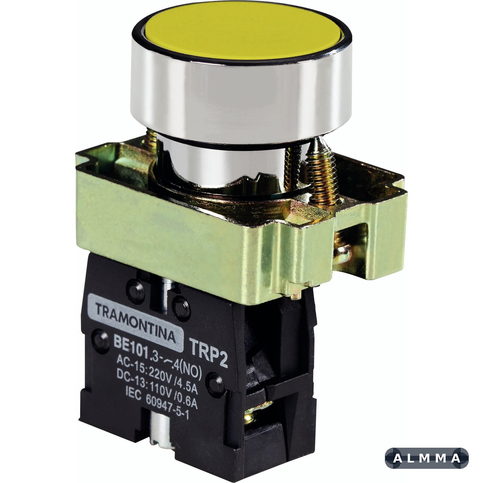 Botão de Impulso Tramontina TRP2-BA51 1NA Amarelo com Base de Metal 10 UNIDADES EMB.MINIMA