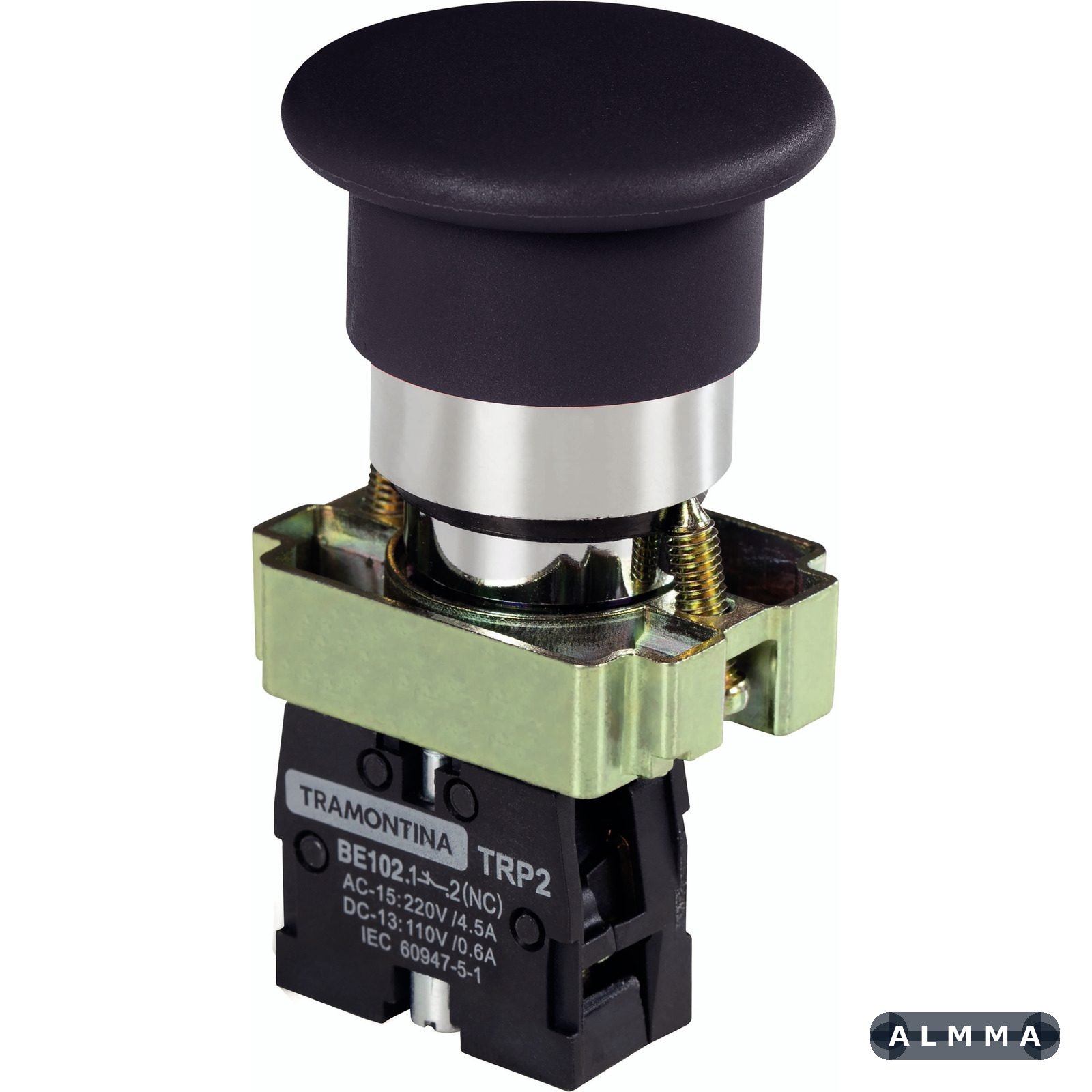 Botão Cogumelo Tramontina TRP2-BC22 1NF Preto com Base de Metal 10 UNIDADES EMB.MINIMA