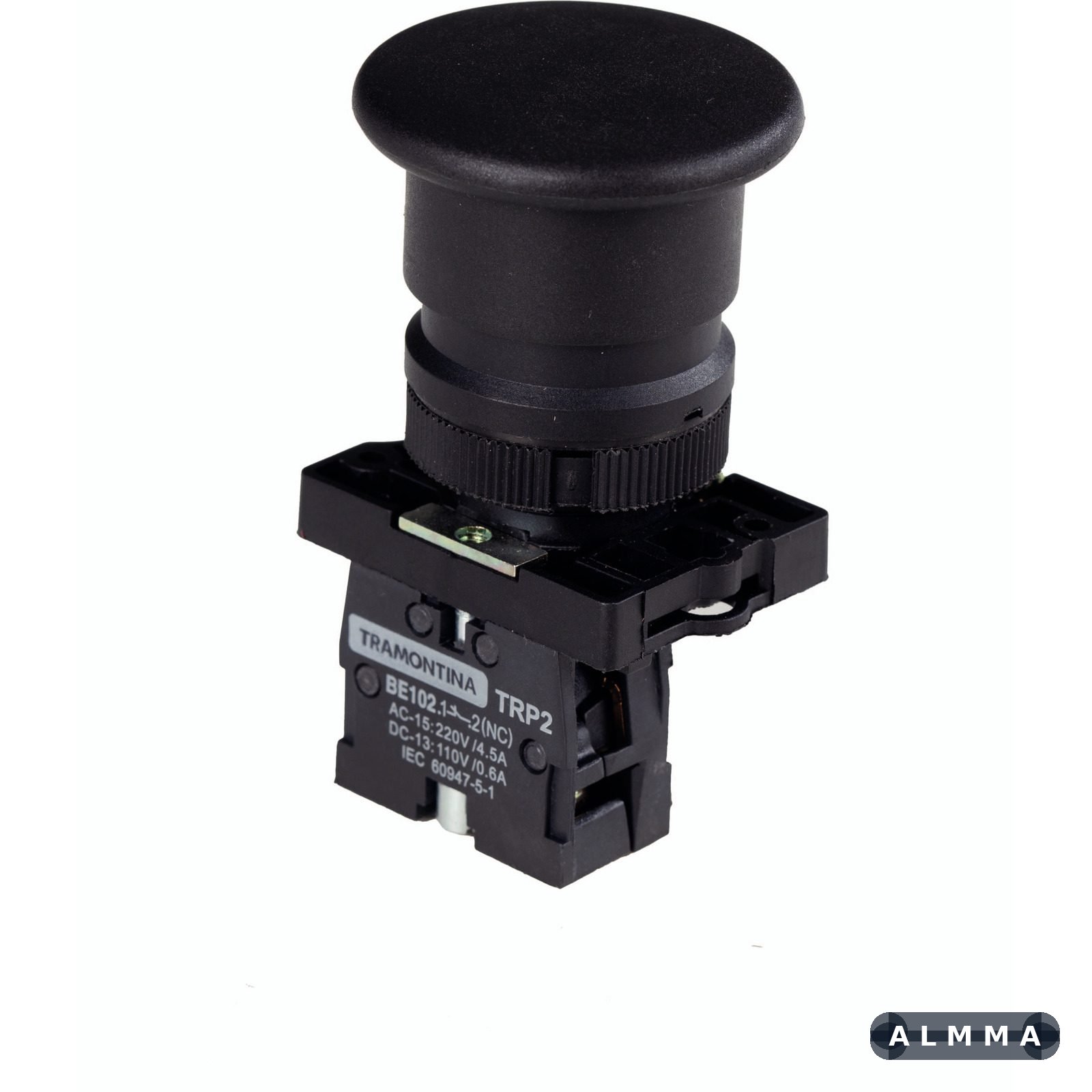 Botão Cogumelo Tramontina TRP2-EC22 1NF Preto com Base de Plástico 10 UNIDADES EMB.MINIMA
