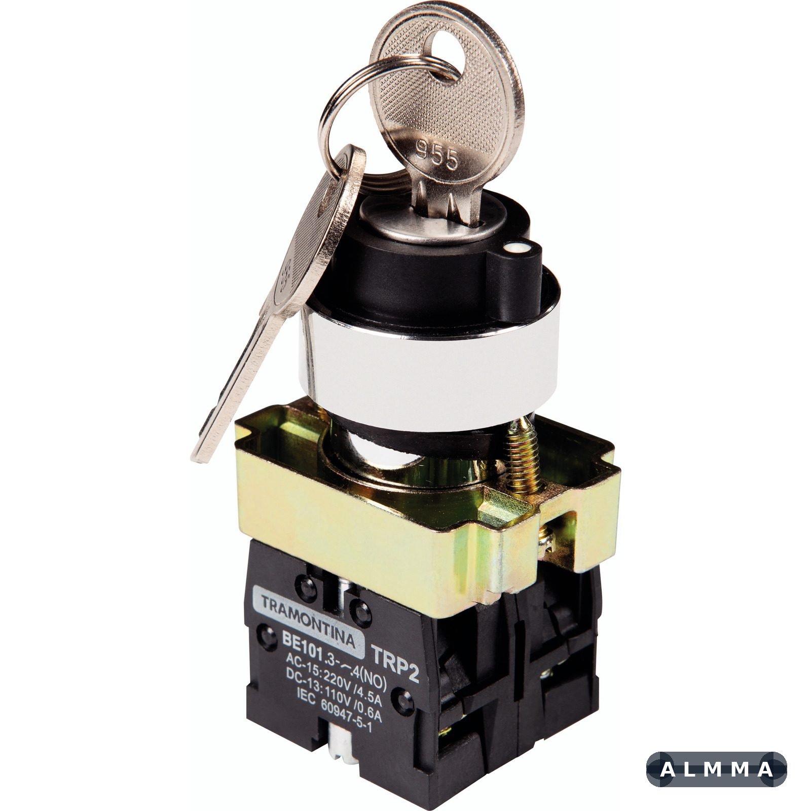 Botão Seletor com Chave Tramontina TRP2-BG33 2NA 3 Posições com Base de Metal 10 UNIDADES EMB.MINIMA
