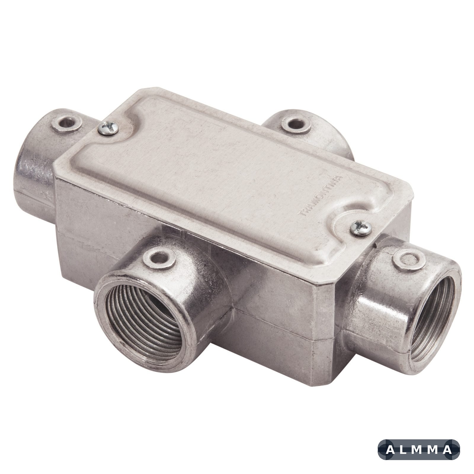 Condulete fixo 3/4" tipo "X" - com tampa / rosca BSP / sem pintura 12 UNIDADES EMB.MINIMA