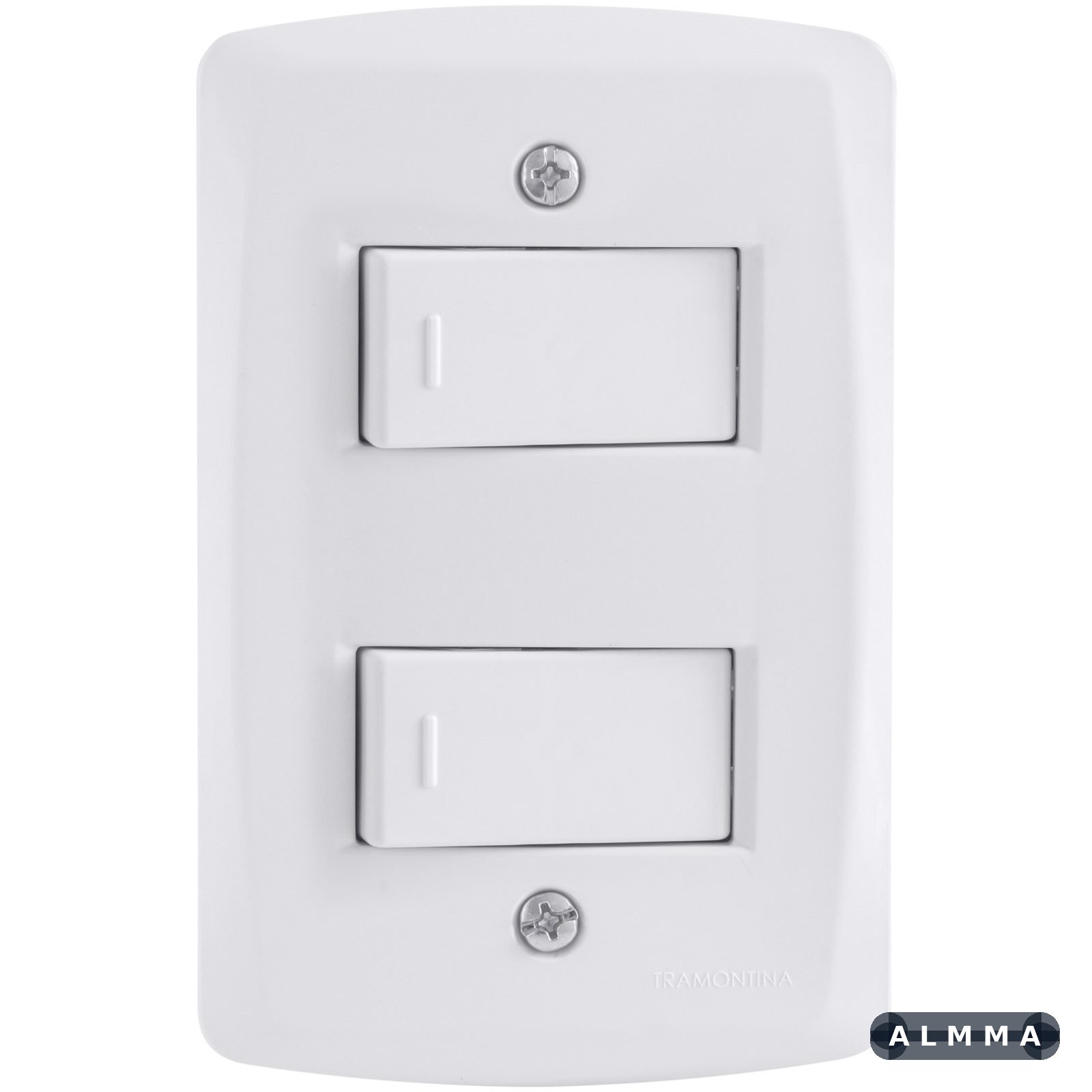 Conjunto 4x2 com 2 Interruptores Simples 10 A 250 V Tramontina Lux2 Branco 10 UNIDADES EMB.MINIMA