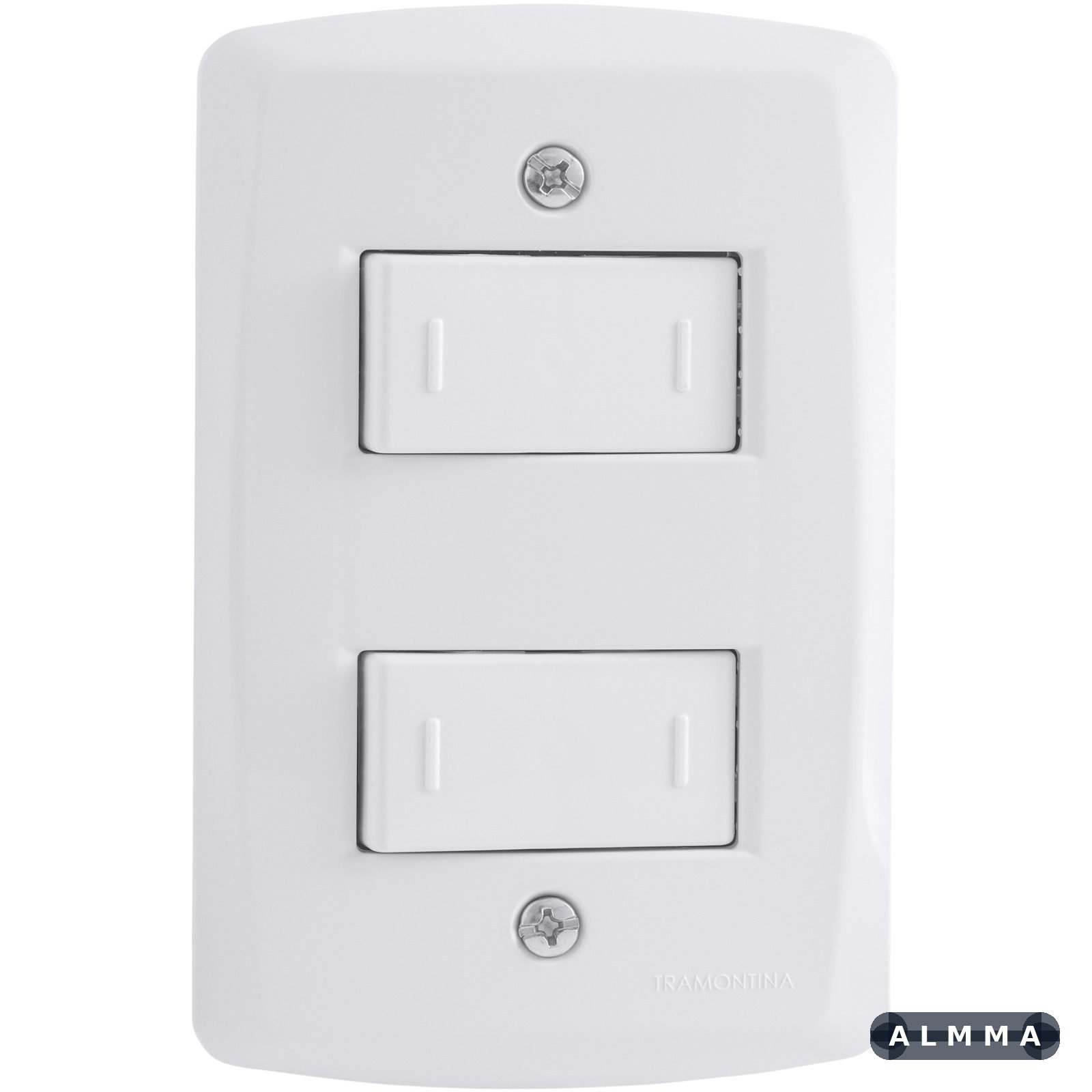 Conjunto 4x2 com 2 Interruptores Paralelos 10 A 250 V Tramontina Lux2 Branco 10 UNIDADES EMB.MINIMA