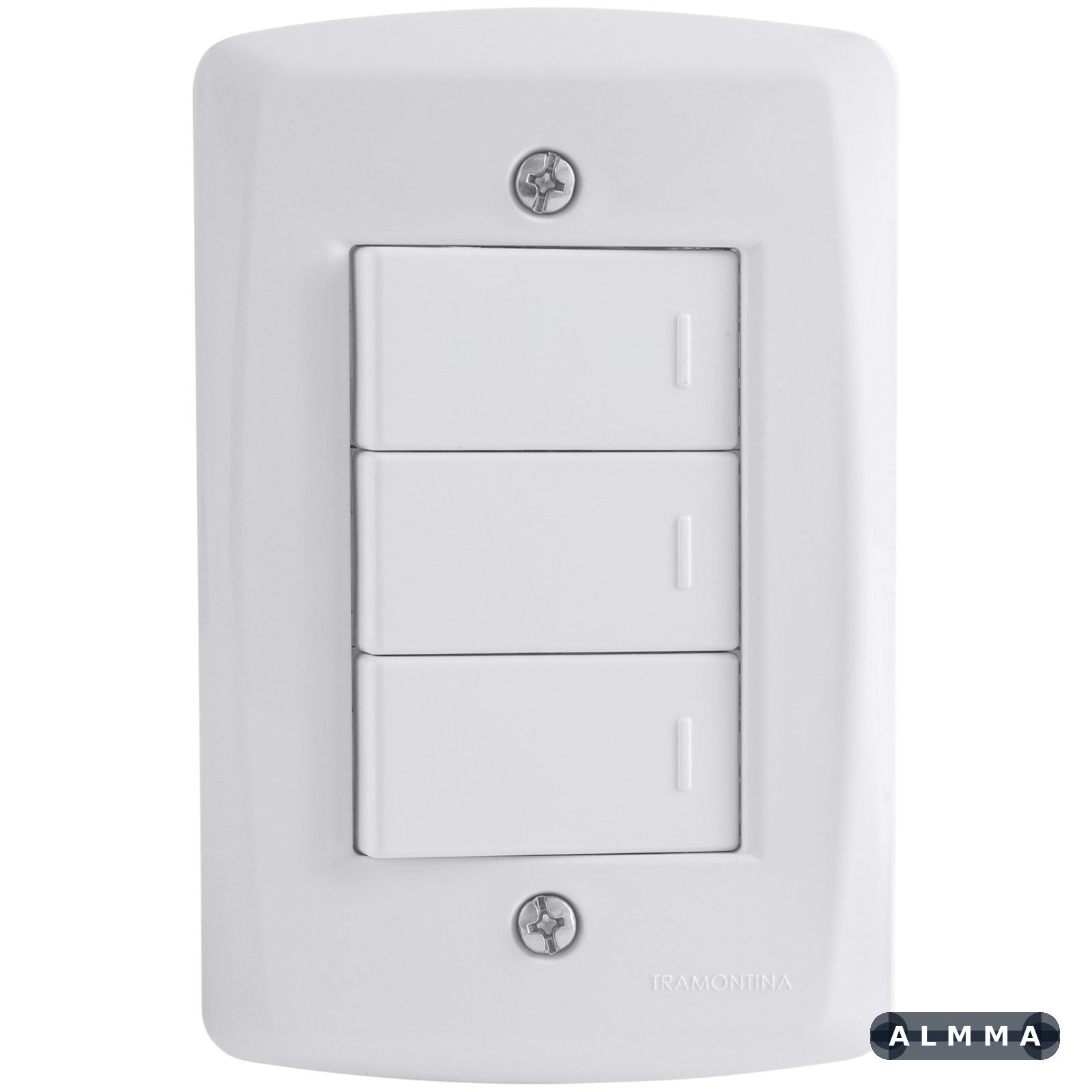 Conjunto 4x2 com 3 Interruptores Simples 10 A 250 V Tramontina Lux2 Branco 10 UNIDADES EMB.MINIMA