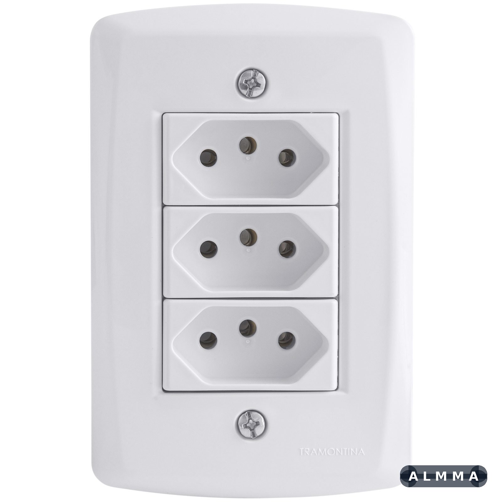 Conjunto 4x2 com 3 Tomadas 2P+T 10 A 250 V Tramontina Lux2 Branco 10 UNIDADES EMB.MINIMA