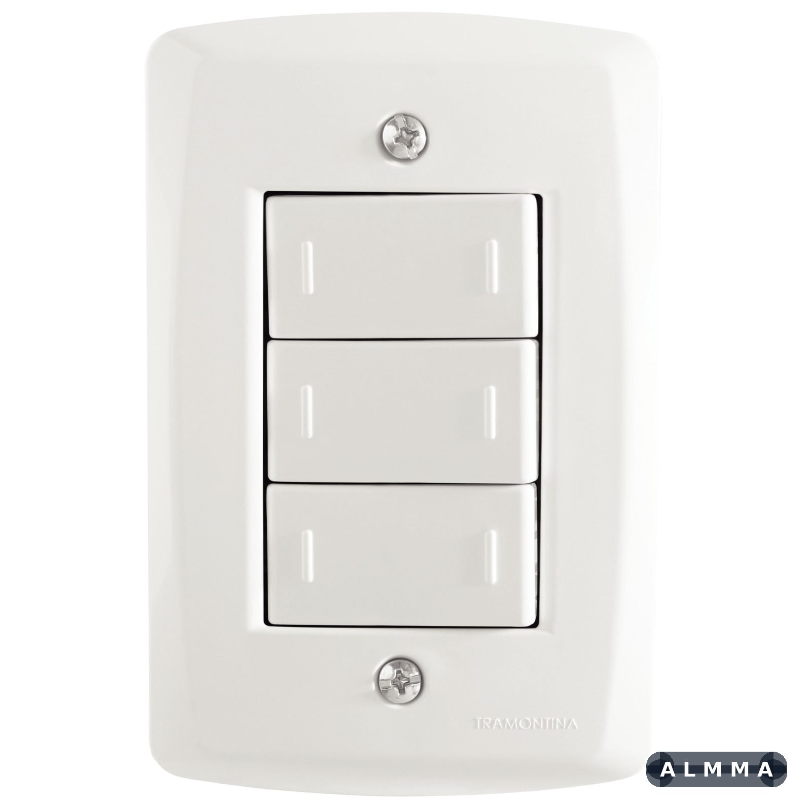 Conjunto 4x2 com 3 Interruptores Paralelos 10 A 250 V Tramontina Lux2 Branco 10 UNIDADES EMB.MINIMA