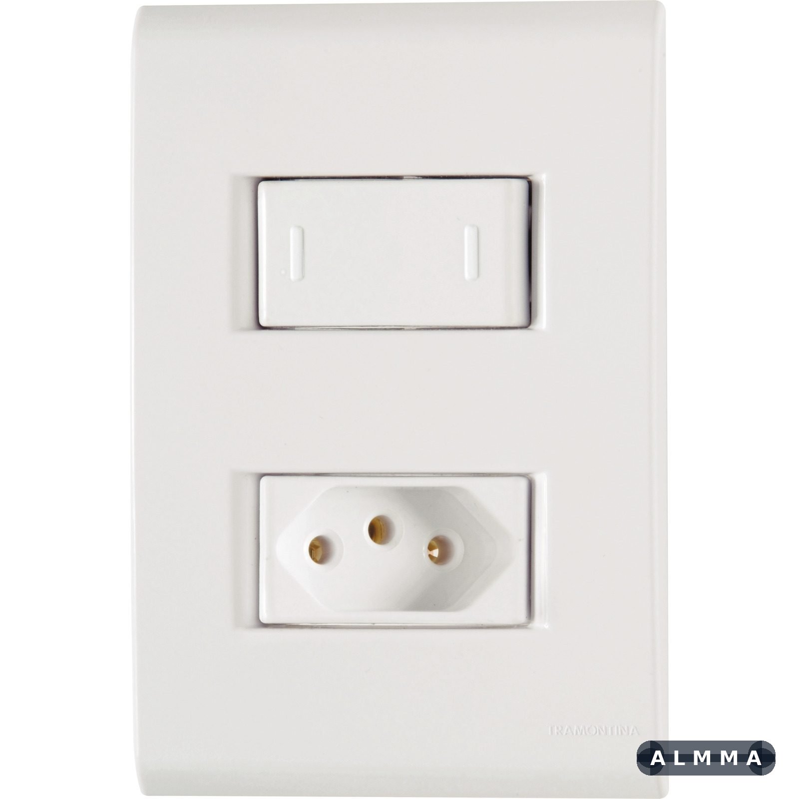 Conjunto 4x2 com 1 Interruptor Paralelo 10 A 250 V e 1 Tomada 2P+T 20 A 250 V Tramontina Liz Branco 10 UNIDADES EMB.MINIMA
