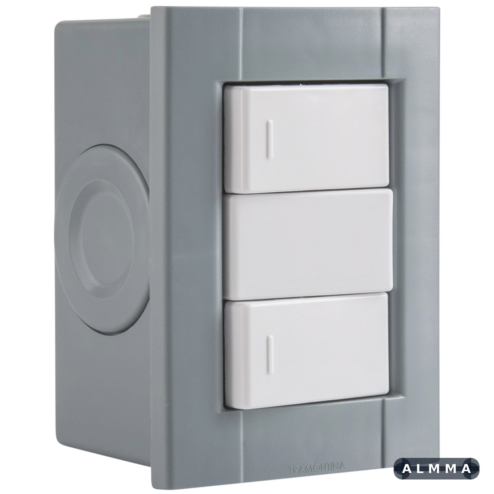 Conjunto de 2 Interruptores Simples Tramontina Plastibox Cor Cinza 10 A 250 V 12 UNIDADES EMB.MINIMA