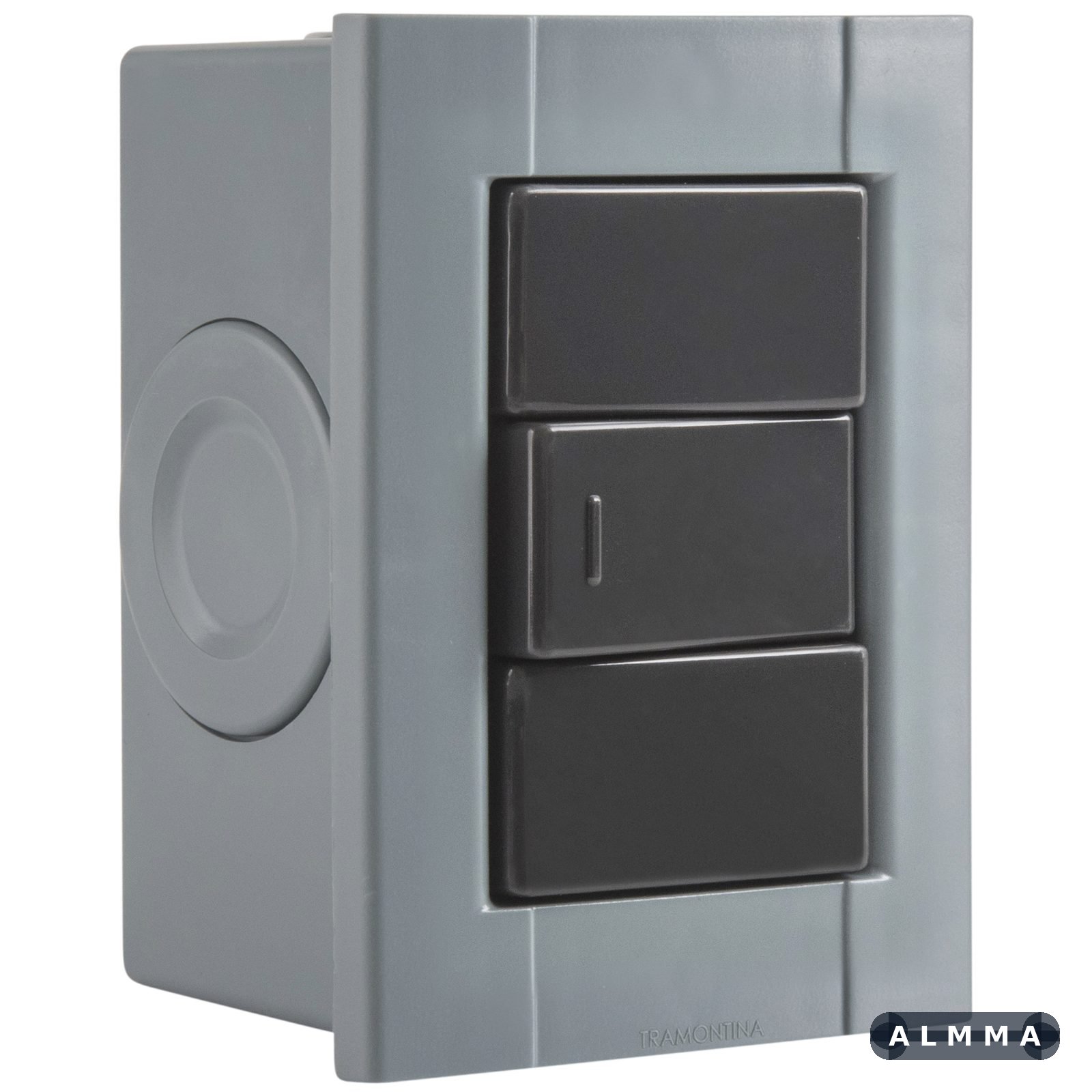 Conjunto de 1 Interruptor Simples Tramontina Plastibox Cor Cinza 10 A 250 V 12 UNIDADES EMB.MINIMA