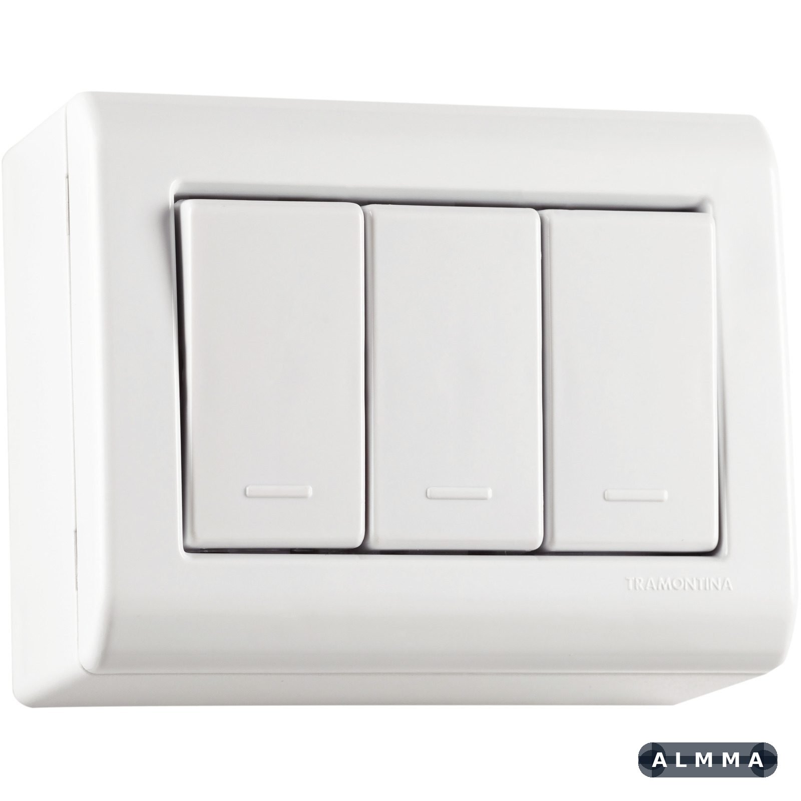 Caixa de Sobrepor com 3 Interruptores Simples 10 A 250 V Tramontina Lizflex Branca 10 UNIDADES EMB.MINIMA