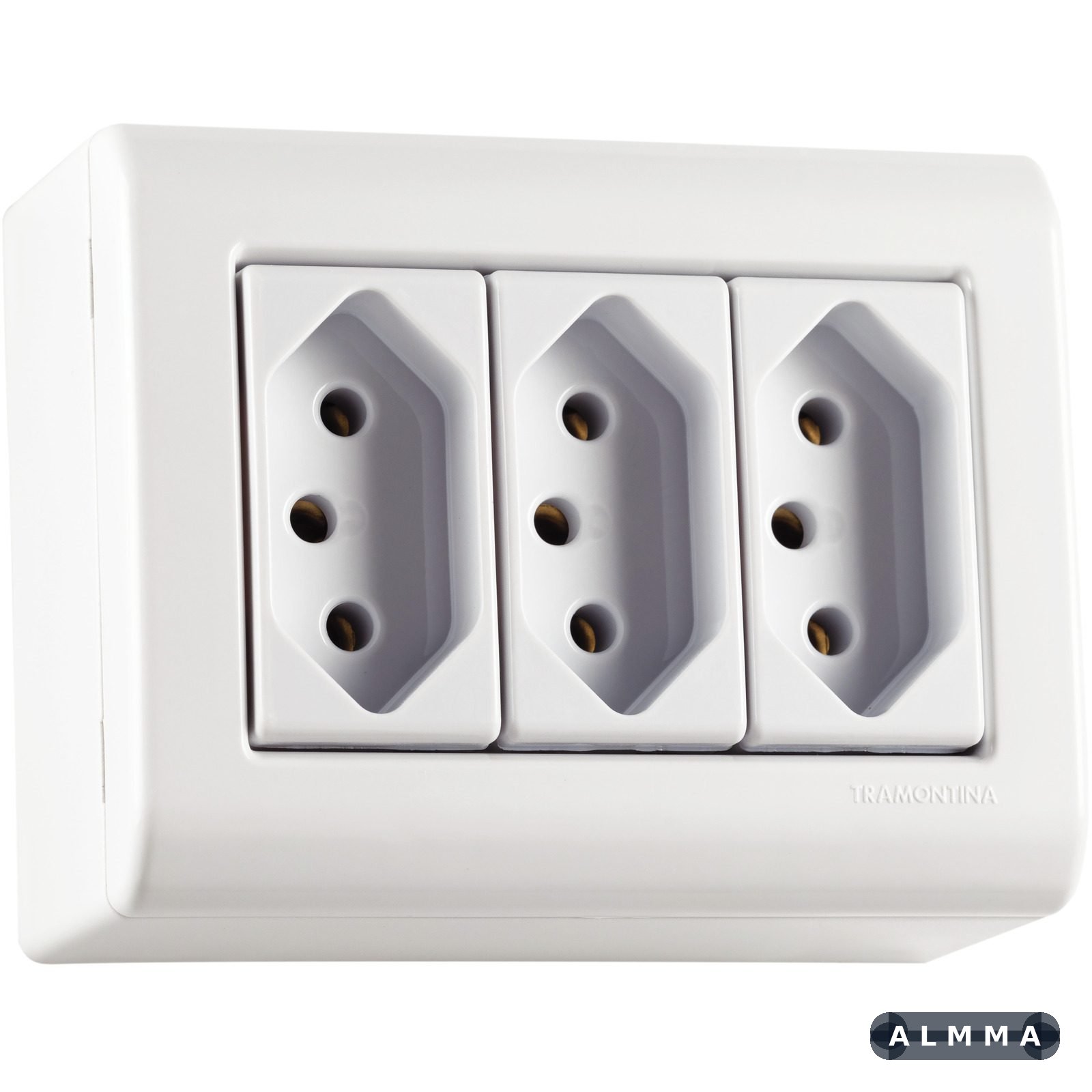 Caixa de Sobrepor com 3 Tomadas 2P+T 10 A 250 V Tramontina Lizflex Branca 10 UNIDADES EMB.MINIMA