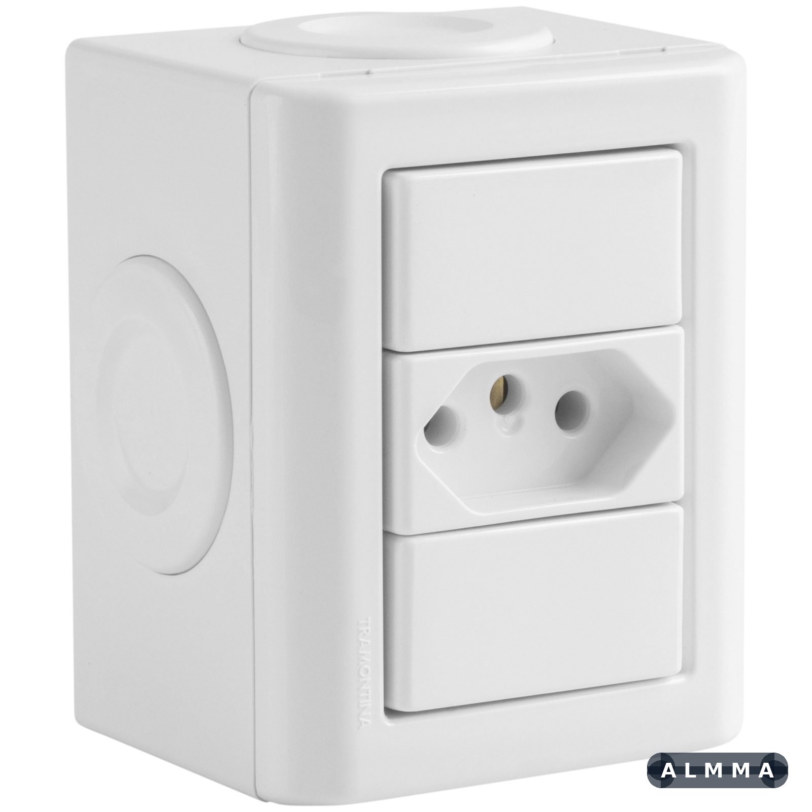 Conjunto Lizflex multiuso X branco c/1 tomada 2P+T 20A/250V branco + 3 tampões 12 UNIDADES EMB.MINIMA