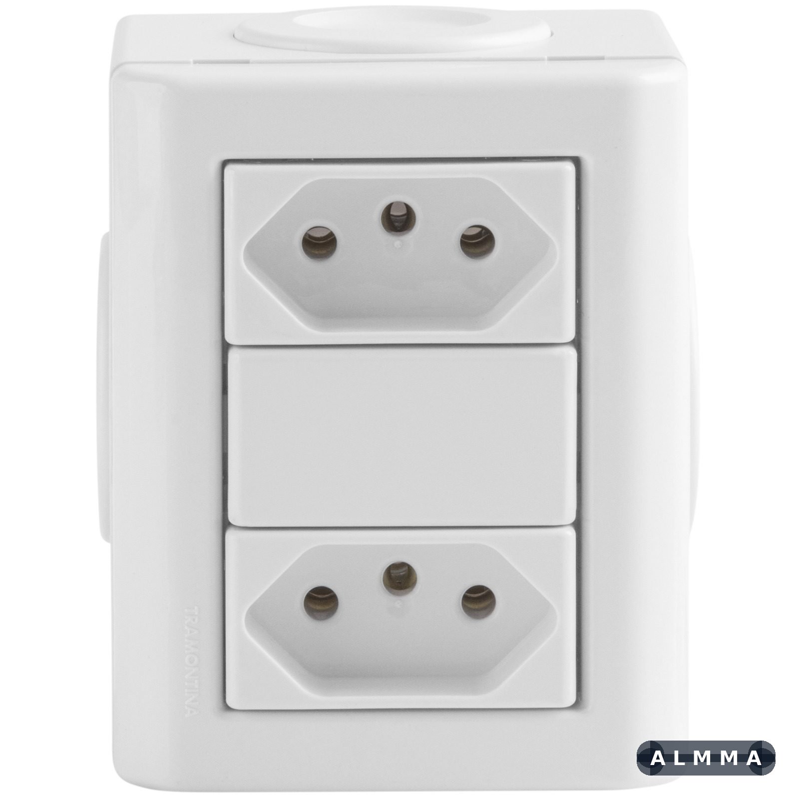 Conjunto Lizflex multiuso branco c/2 tomadas 2P+T 10A/250V brancas + 3 tampões 12 UNIDADES EMB.MINIMA