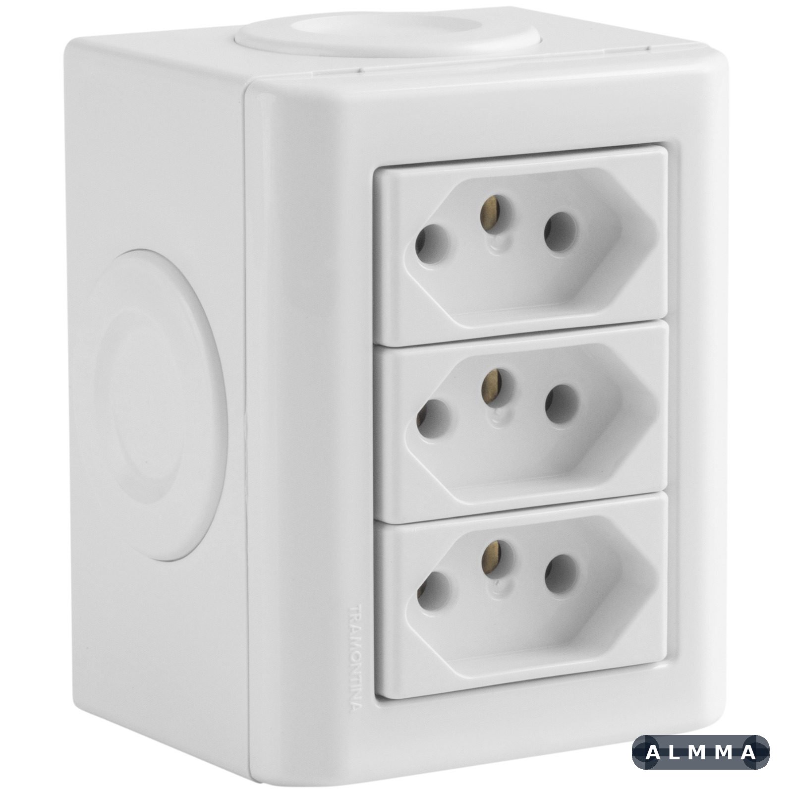 Conjunto Lizflex multiuso X branco c/3 tomadas 2P+T 20A/250V brancas + 3 tampões 12 UNIDADES EMB.MINIMA