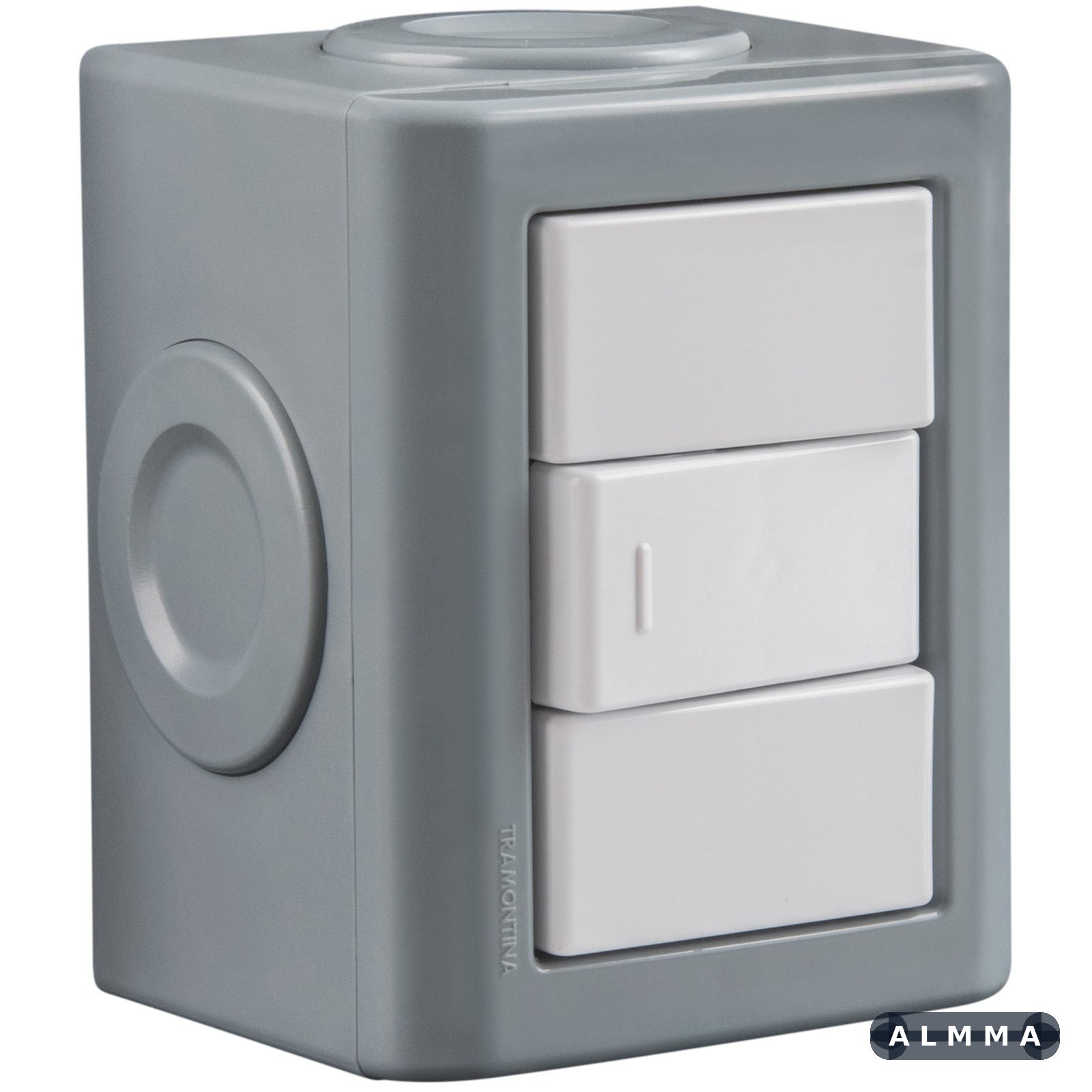 Conjunto Lizflex multiuso X cinza c/a interruptor simples 10A/250V branco + 3 tampões 12 UNIDADES EMB.MINIMA