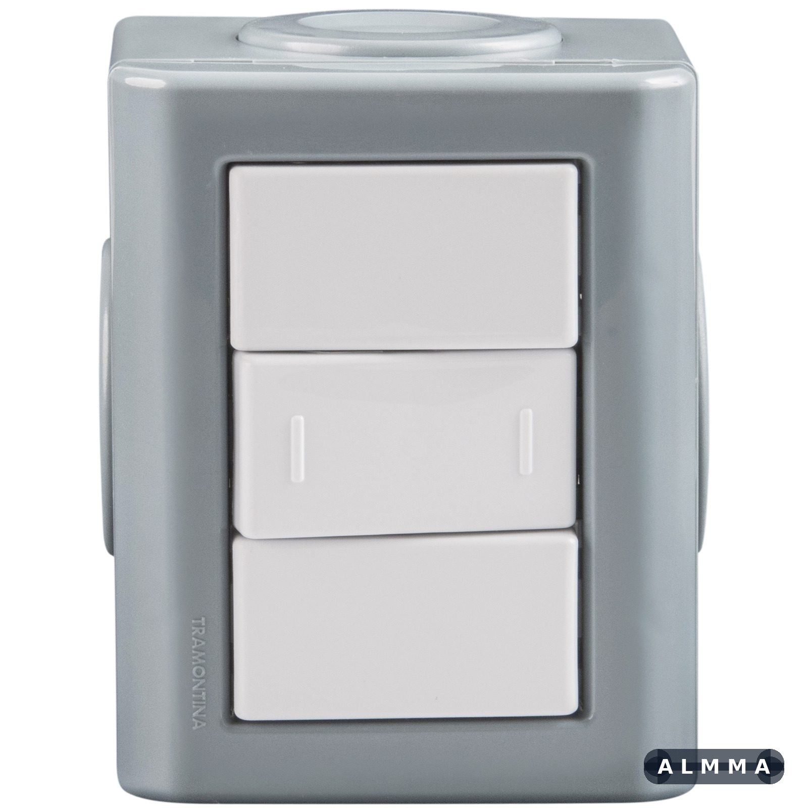 Conjunto Lizflex multiuso X cinza c/1 interruptor paralelo 10A/250V branco + 3 tampões 12 UNIDADES EMB.MINIMA