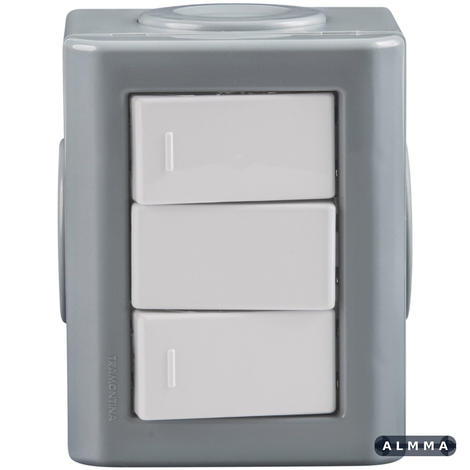 Conjunto Lizflex mutiuso X cinza c/2 interruptores simples 10A/250A branco + tampões 12 UNIDADES EMB.MINIMA