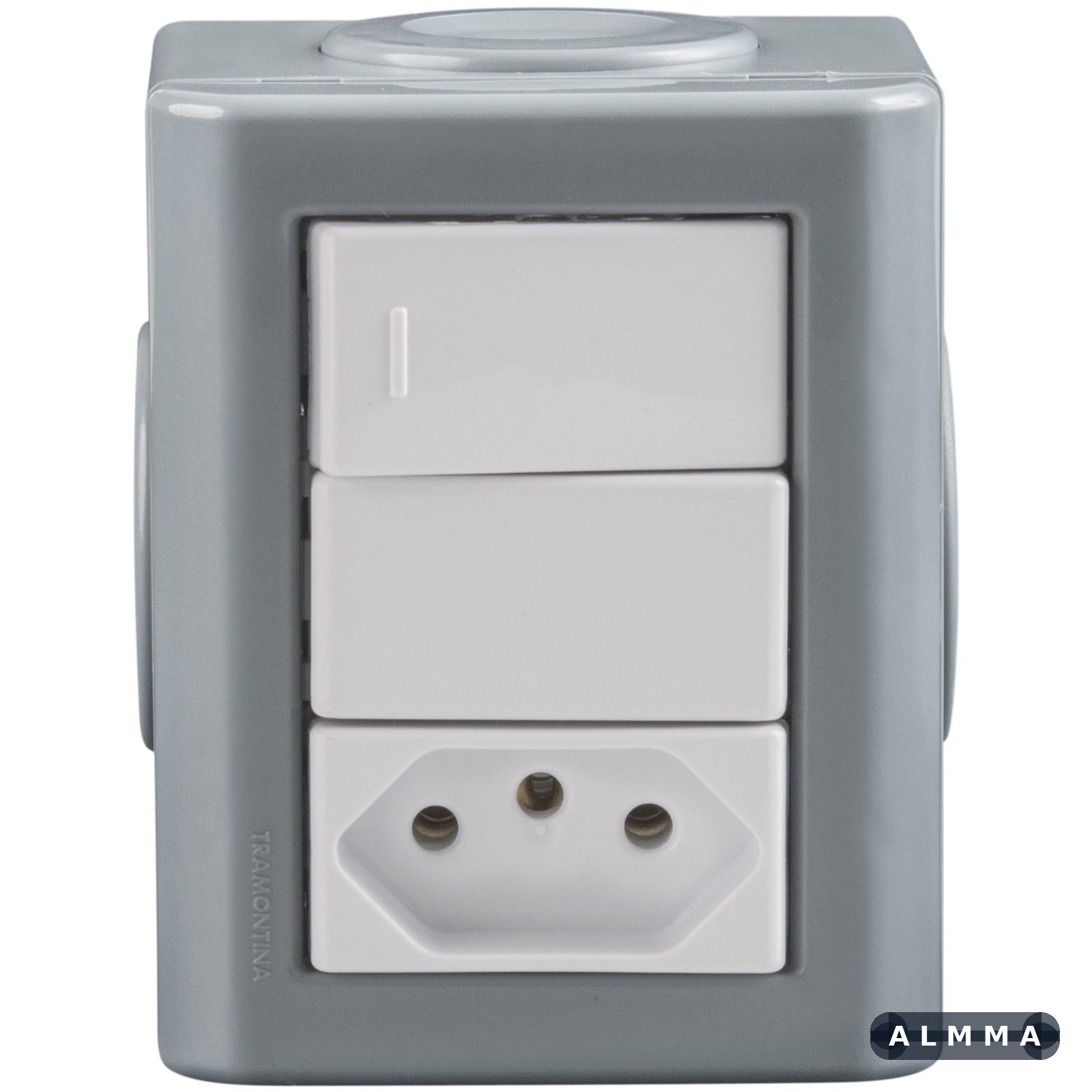 Conjunto Lizflex multiuso X cz c/1 interruptor simples 10A/250V 1 tomada 2P+T 10A/250V BR + 3 tampões 12 UNIDADES EMB.MINIMA
