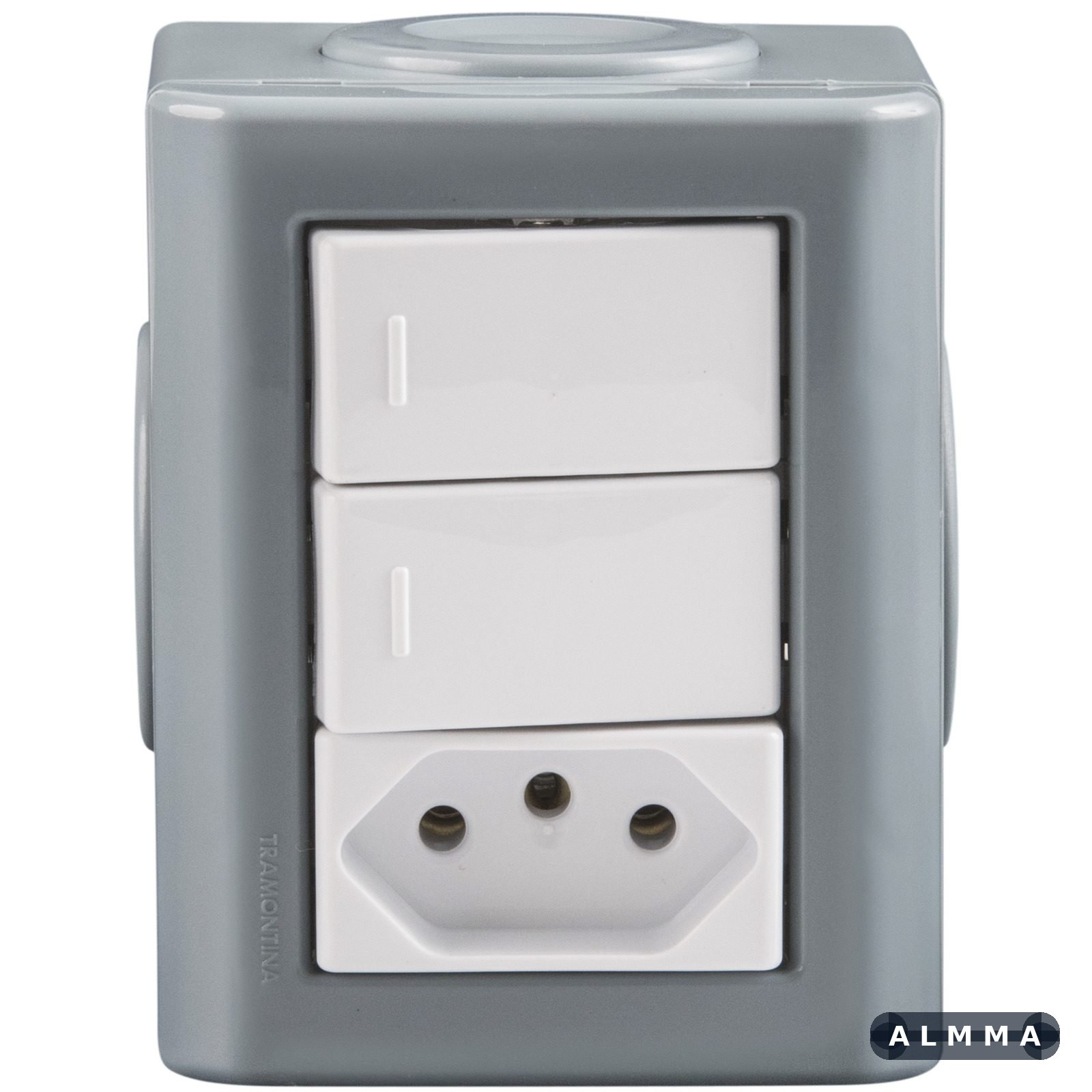Conjunto Lizflex multiuso X cz c/2 interruptor simples 10A/250V 1 tomada 2P+T 10A/250V BR + 3 tampões 12 UNIDADES EMB.MINIMA