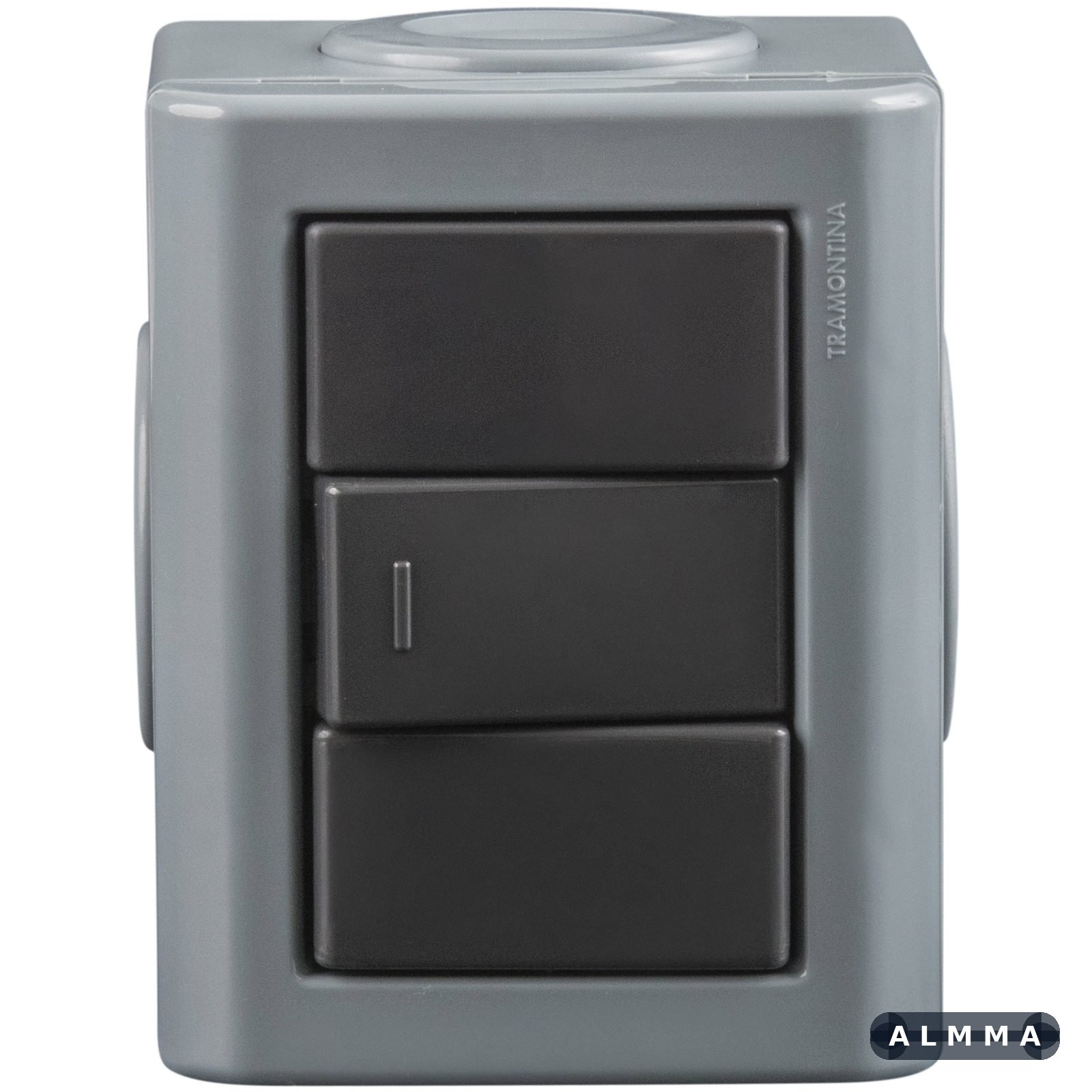 Conjunto Lizflex multiuso X cinza c/1 interruptor simples 10A/250V grafite +3 tampões 12 UNIDADES EMB.MINIMA